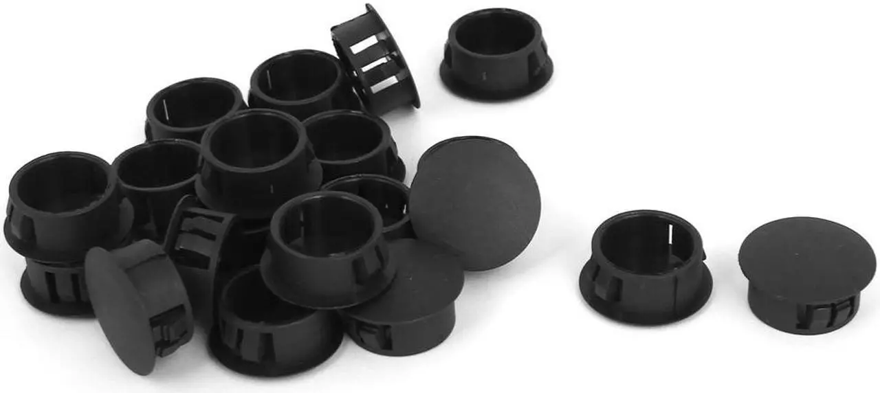 Main image of Black Plastic Round Snap in Mounting 3/4" Panel Hole Plugs 20pcs