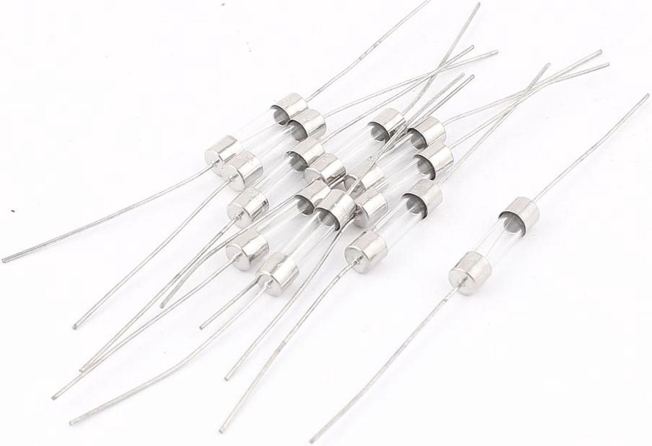 Electrical Double Cap Axial Leaded Glass Tube Fuses 5 x 20mm 250V 2A 10pcs