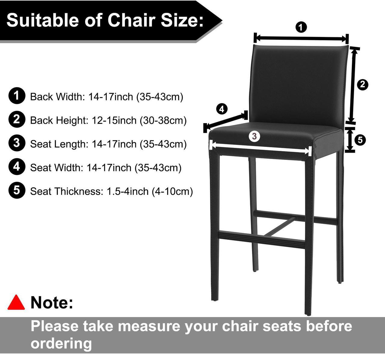 Alt view image 3 of 7 - Waterproof Bar Stool Cover, Pub Counter Chairs Stretch Covers Faux Leather Oilproof Protectors with Elastic Band for Hotel Cafe Banquet Short Back Stool Black 1Pcs