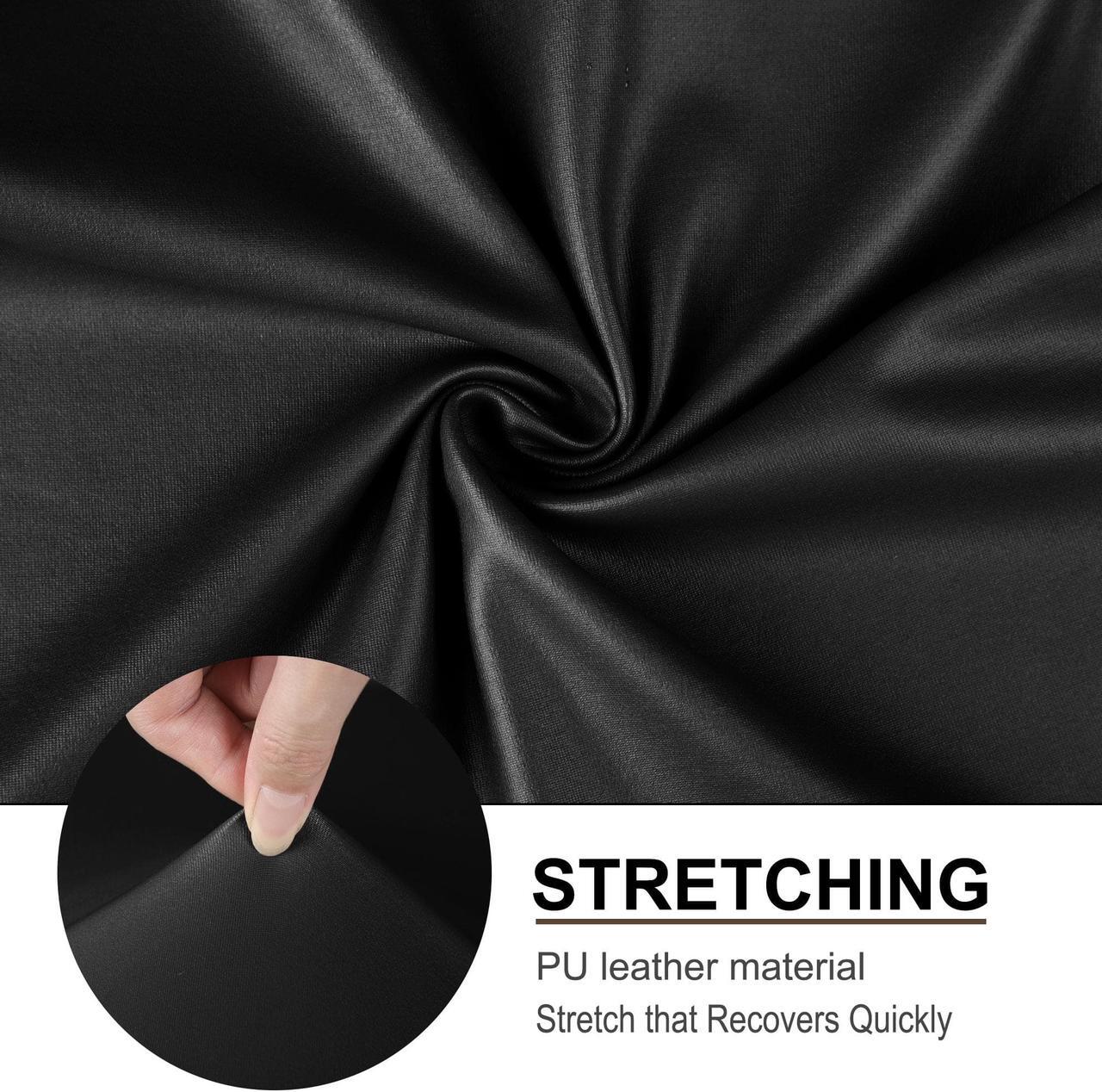 Alt view image 5 of 7 - Waterproof Bar Stool Cover, Pub Counter Chairs Stretch Covers Faux Leather Oilproof Protectors with Elastic Band for Hotel Cafe Banquet Short Back Stool Black 1Pcs