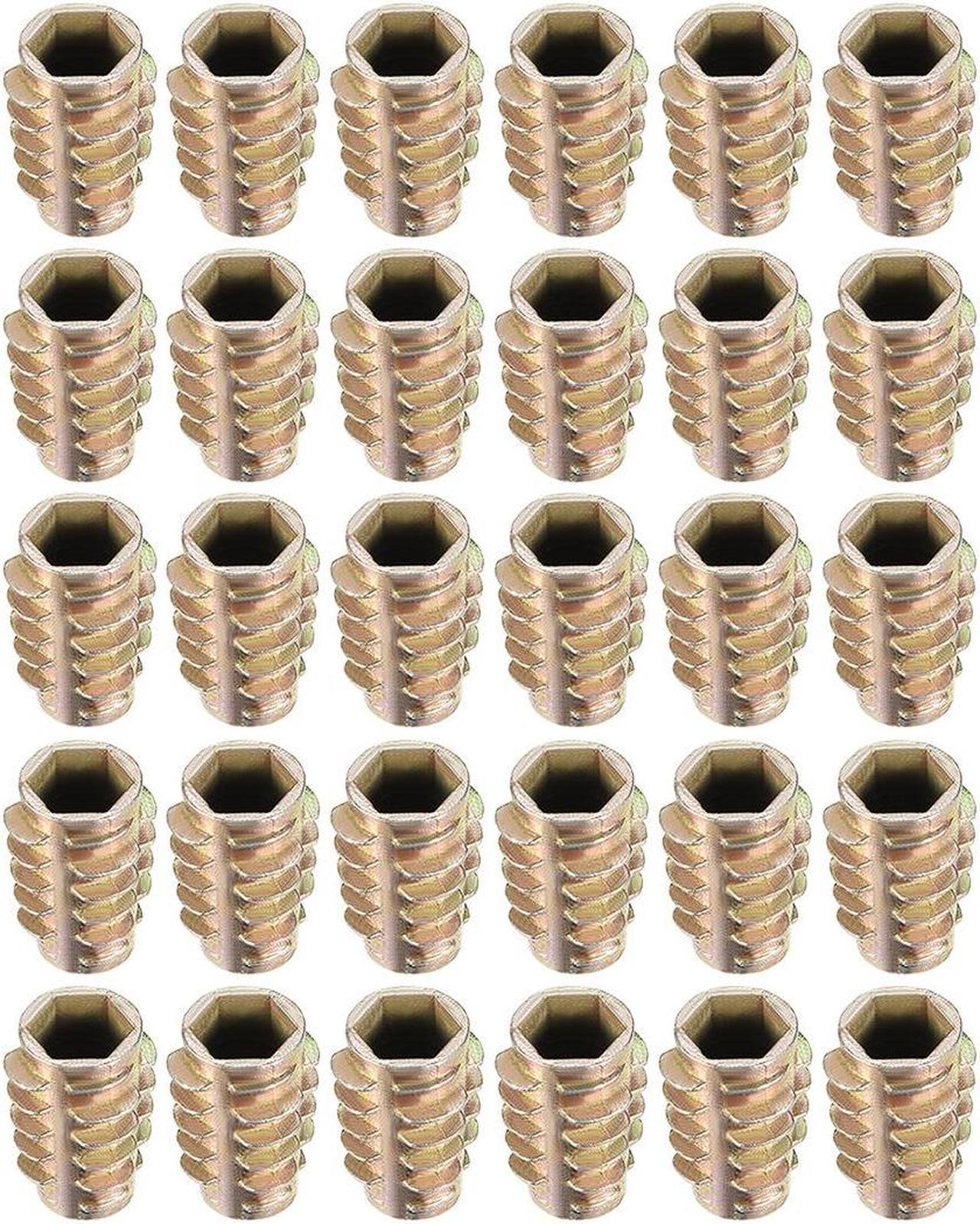 Threaded Insert Nuts Zinc Alloy Hex-Flush M8 Internal Threads 20mm Length 30pcs