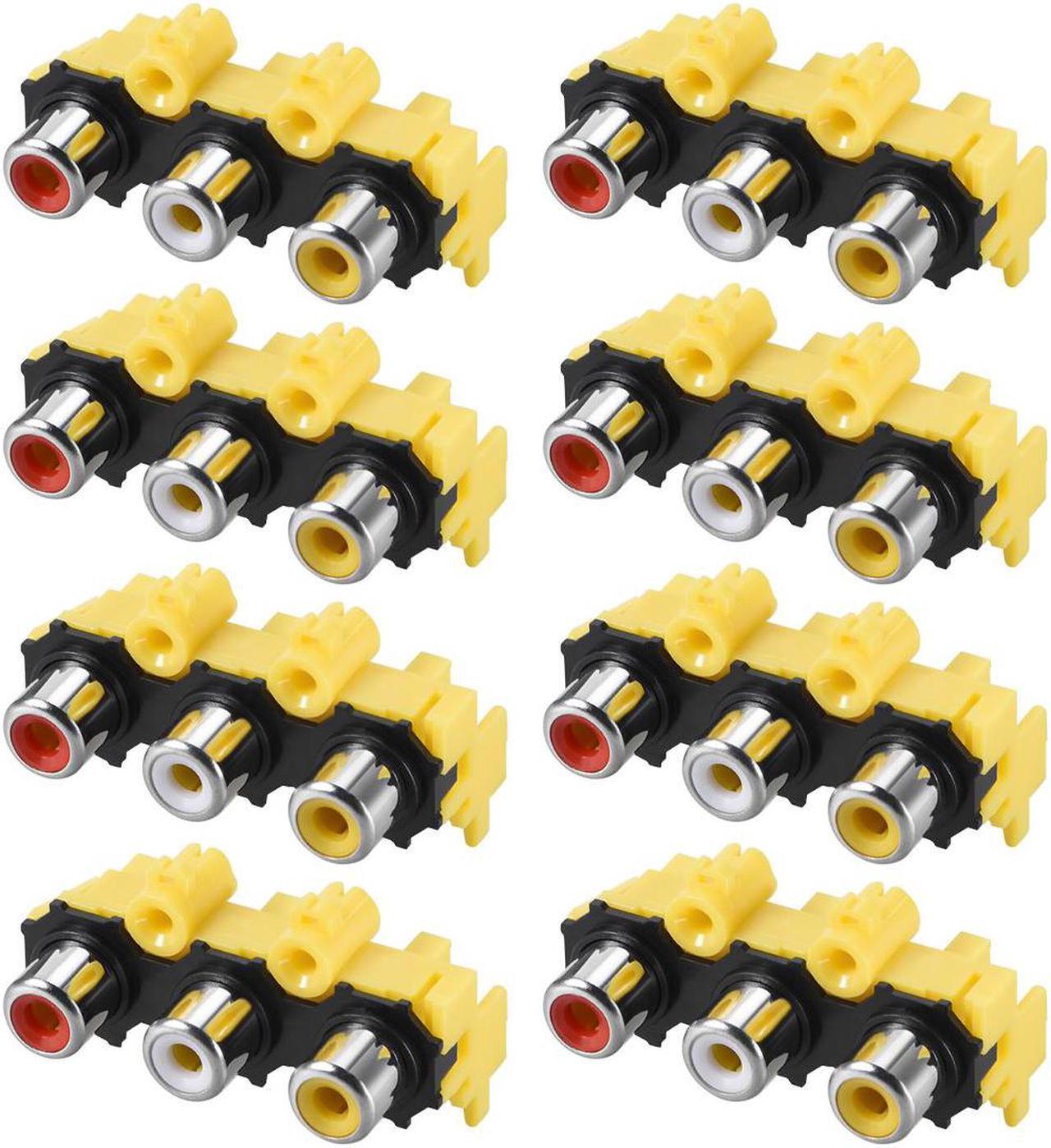 Main image of PCB Panel Mount Triple RCA Socket Female Jack Audio Video AV Connector Red White Yellow 8Pcs
