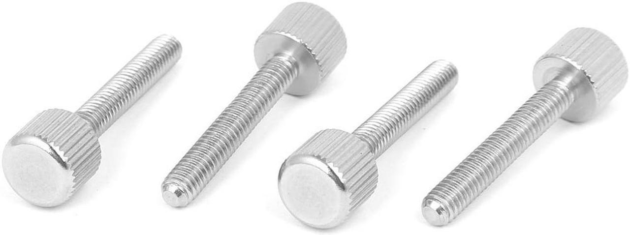 Computer PC Case Stainless Steel Flat Head Knurled Thumb Screw M4 x 25mm 4pcs