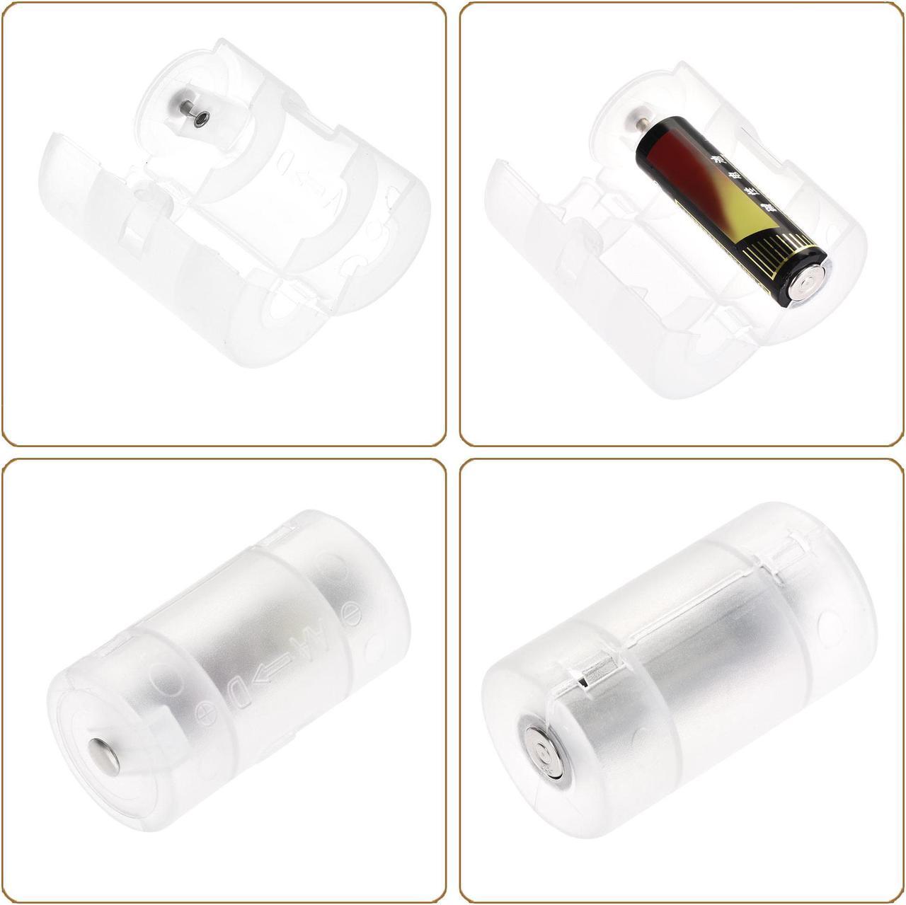 Alt view image 5 of 7 - AA to D Size Battery Adapter, Battery Converter Holder, Metal Contacts Clear 4 Pcs