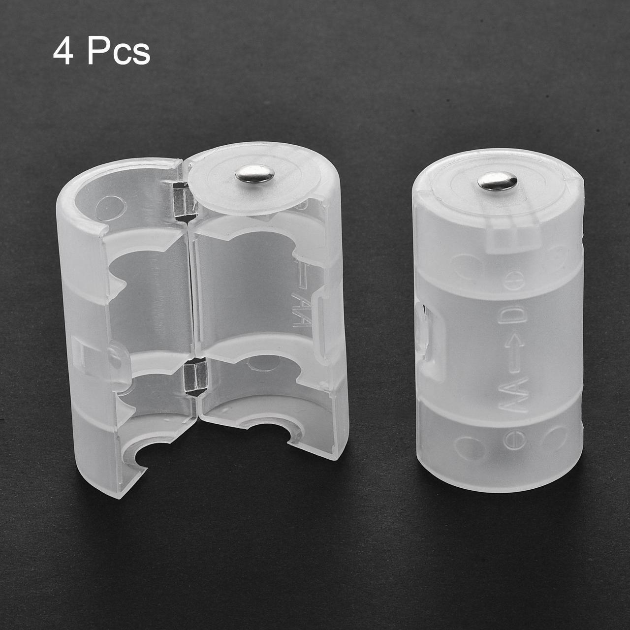 Alt view image 7 of 7 - AA to D Size Battery Adapter, Battery Converter Holder, Metal Contacts Clear 4 Pcs