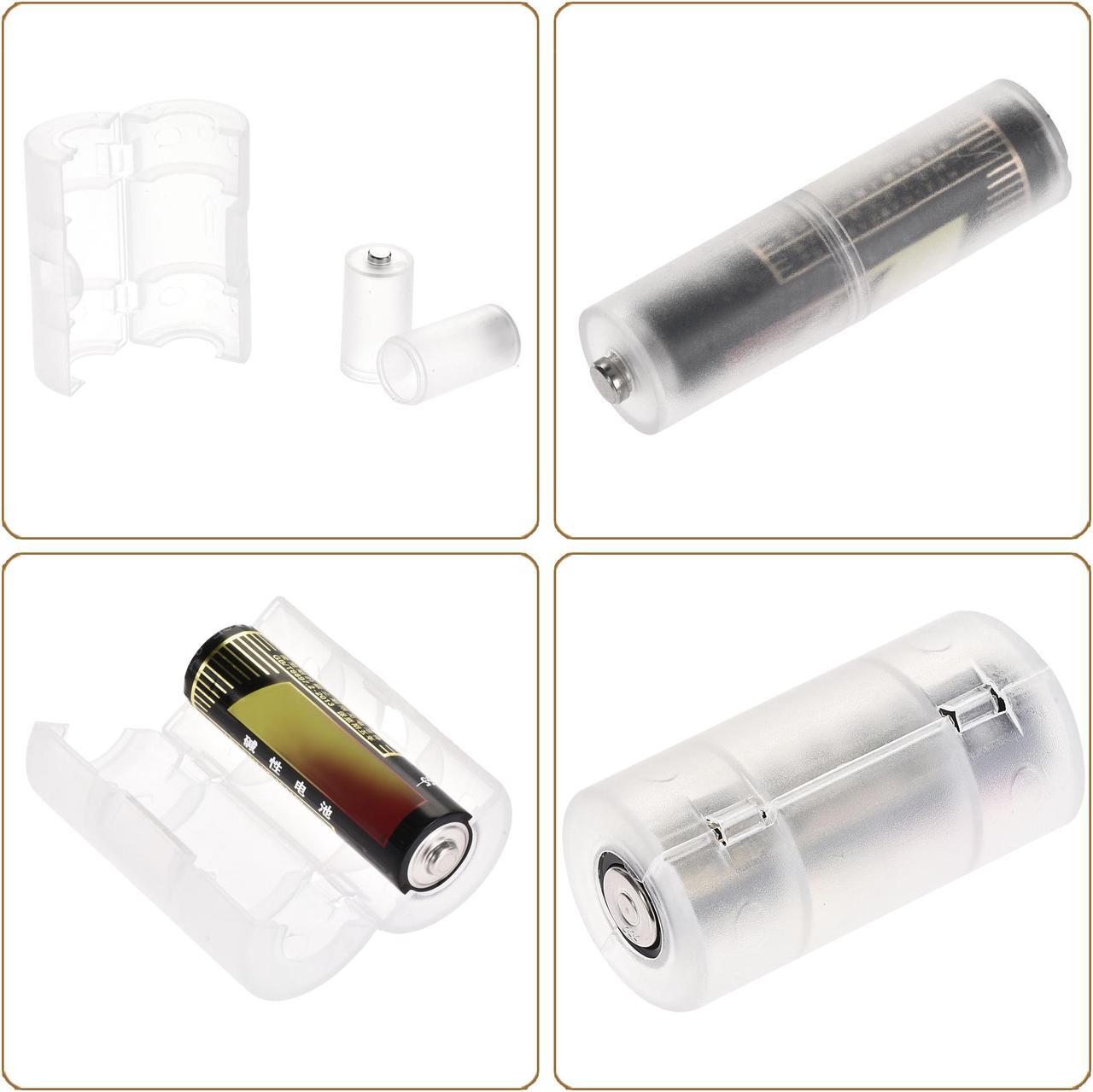 Alt view image 5 of 7 - AAA to AA Battery Adapter, AA to C Size Battery Adapter, Metal Contacts Clear 1 Set