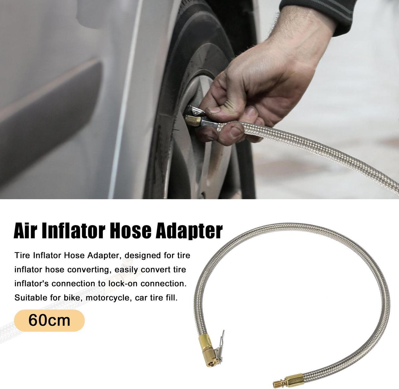 Alt view image 2 of 7 - Flexible Stainless Steel 60cm 24" Tire Valve Connect Pipe Air Chuck Inflator Compressor Pump Extension Hose for Car Motorbike Bike Quick Connect