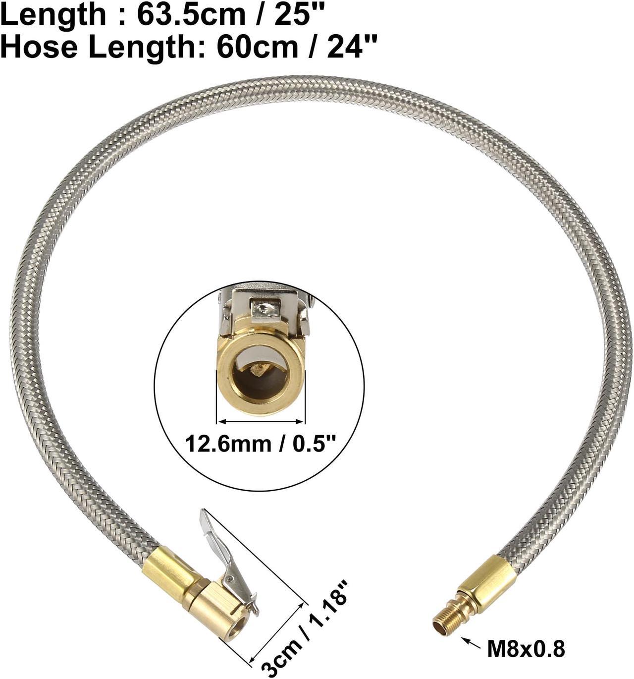 Alt view image 4 of 7 - Flexible Stainless Steel 60cm 24" Tire Valve Connect Pipe Air Chuck Inflator Compressor Pump Extension Hose for Car Motorbike Bike Quick Connect