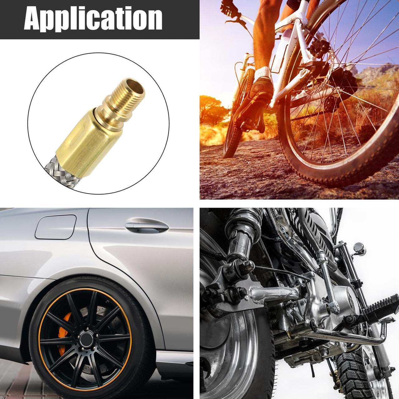 Alt view image 3 of 7 - Flexible Stainless Steel 60cm 24" Tire Valve Connect Pipe Air Chuck Inflator Compressor Pump Extension Hose for Car Motorbike Bike Quick Connect