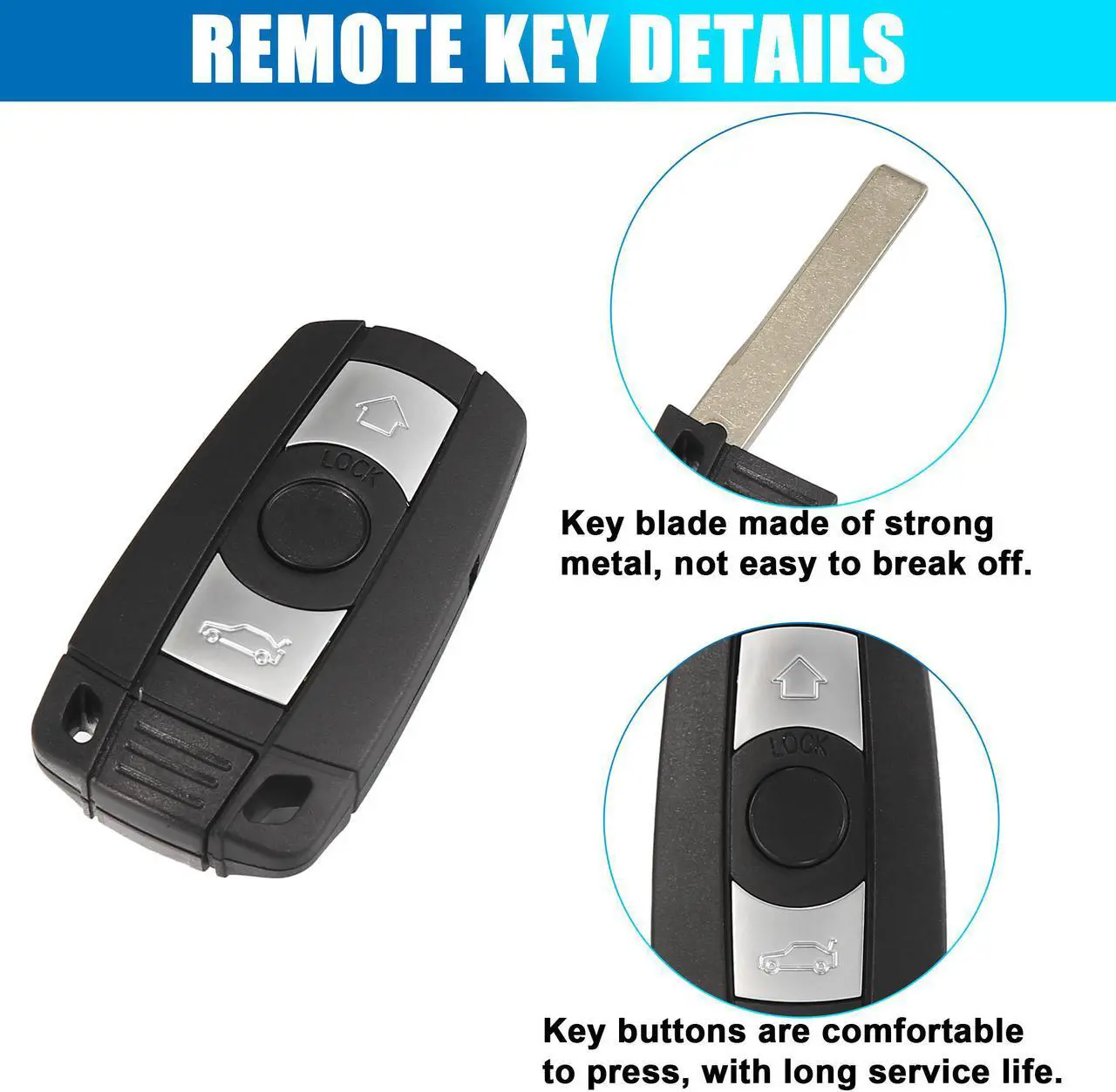 Alt view image 3 of 7 - 3 Key Buttons 868MHz Fob Entry Car Remote Key Replacement KR55WK49127 for BMW 3 5 7 X5 X6 Series E90 E92 E93