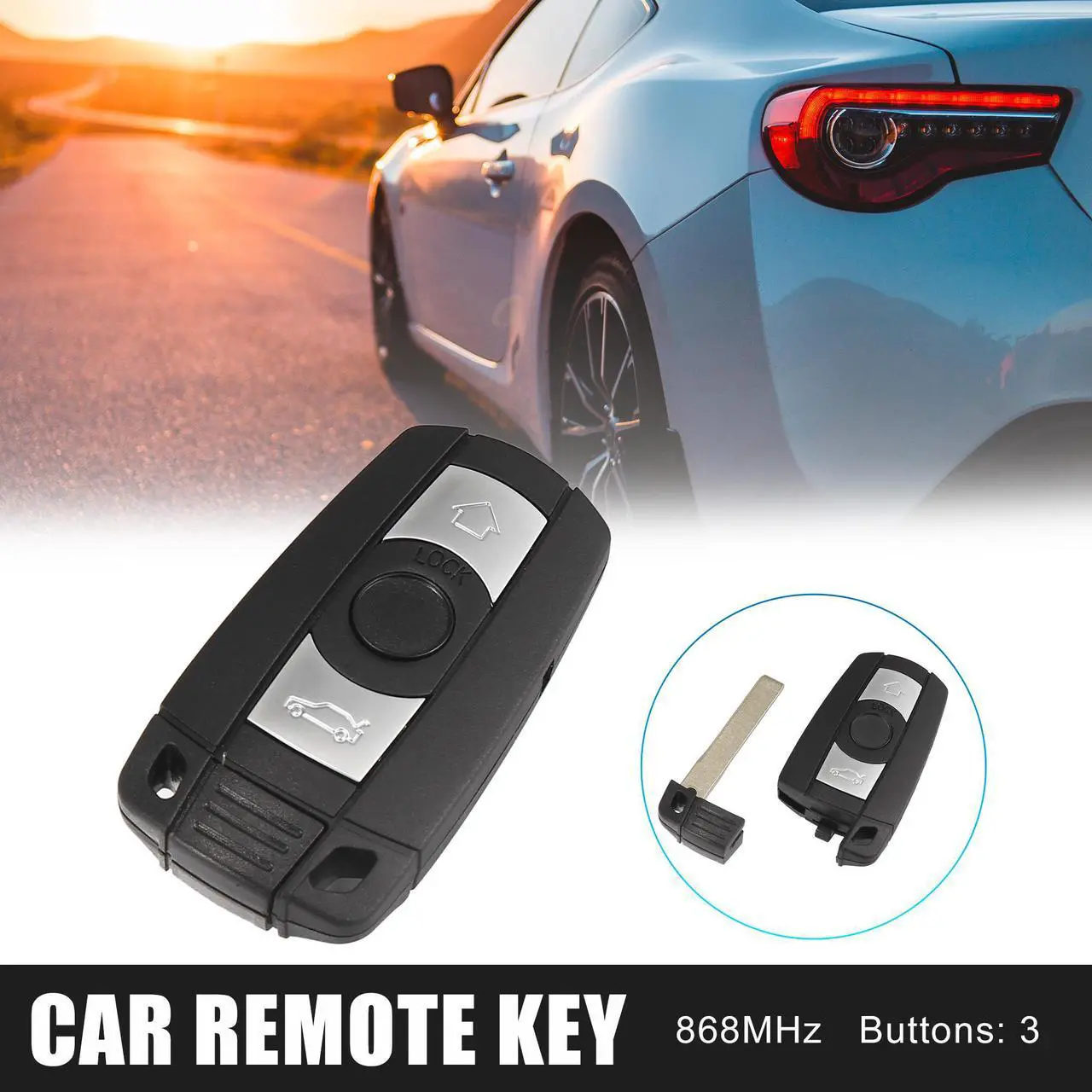 Main image of 3 Key Buttons 868MHz Fob Entry Car Remote Key Replacement KR55WK49127 for BMW 3 5 7 X5 X6 Series E90 E92 E93