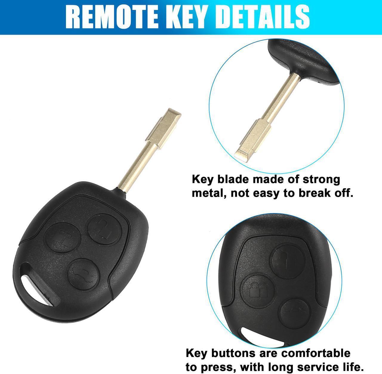 Alt view image 3 of 7 - 3 Key Buttons 433MHz Fob Entry Car Remote Key Replacement for Ford Focus Fiesta Fusion Transit Connect
