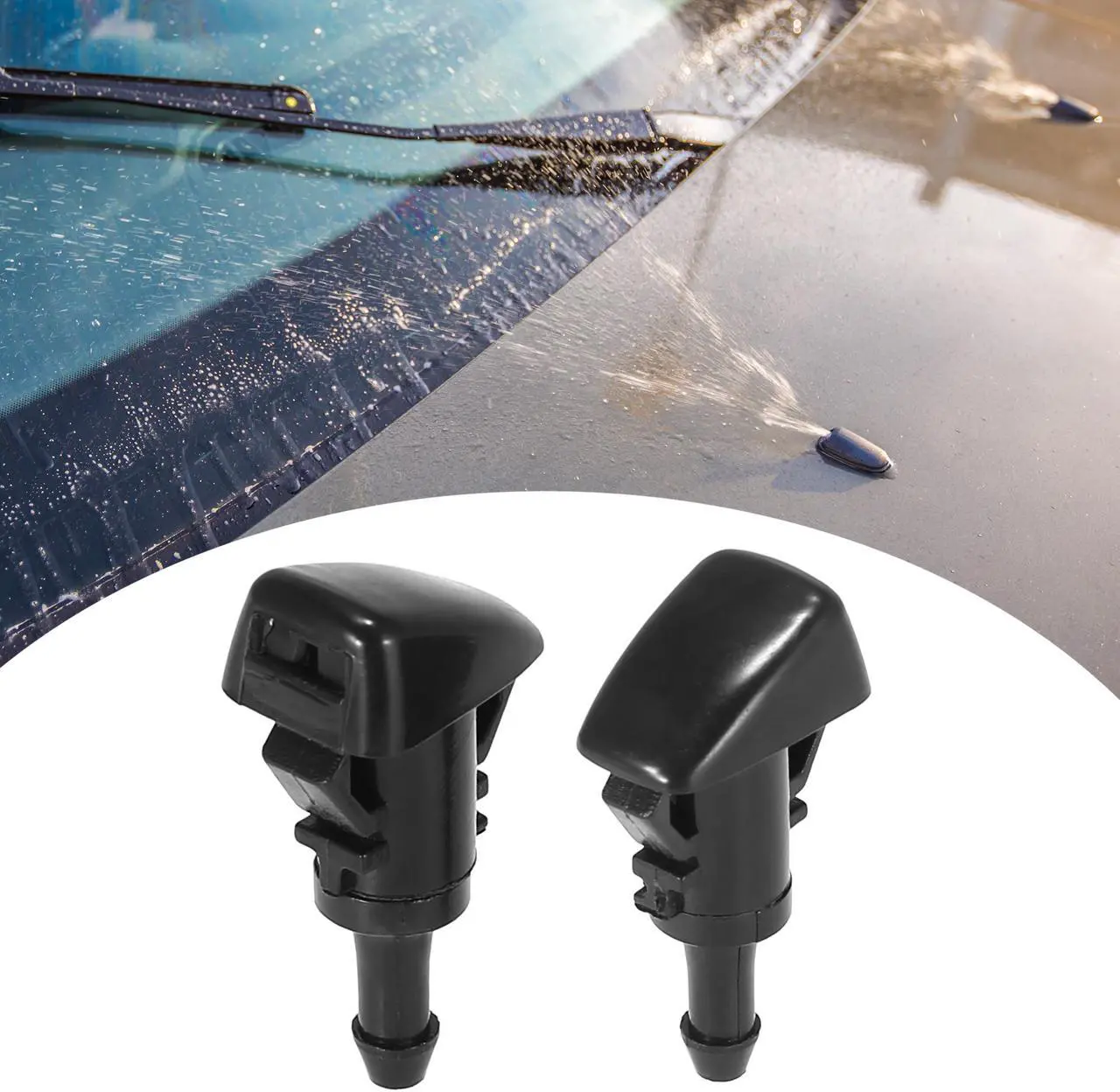 Alt view image 3 of 6 - Front Windshield Washer Nozzles Fit for Chrysler Town & Country with Hose Connector - Pack of 5 Black