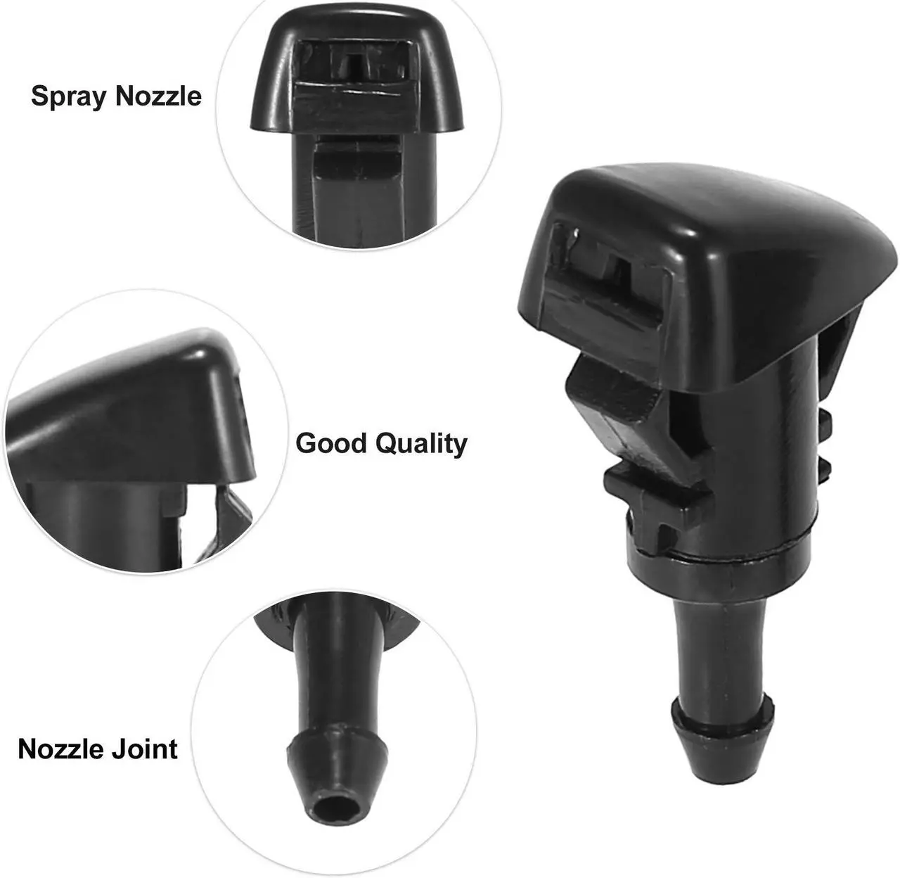 Alt view image 4 of 6 - Front Windshield Washer Nozzles Fit for Chrysler Town & Country with Hose Connector - Pack of 5 Black