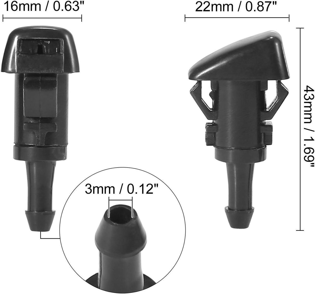 Alt view image 6 of 6 - Front Windshield Wiper Nozzles for Subaru Impreza STI WRX with Gaskets - Pack of 2 Black