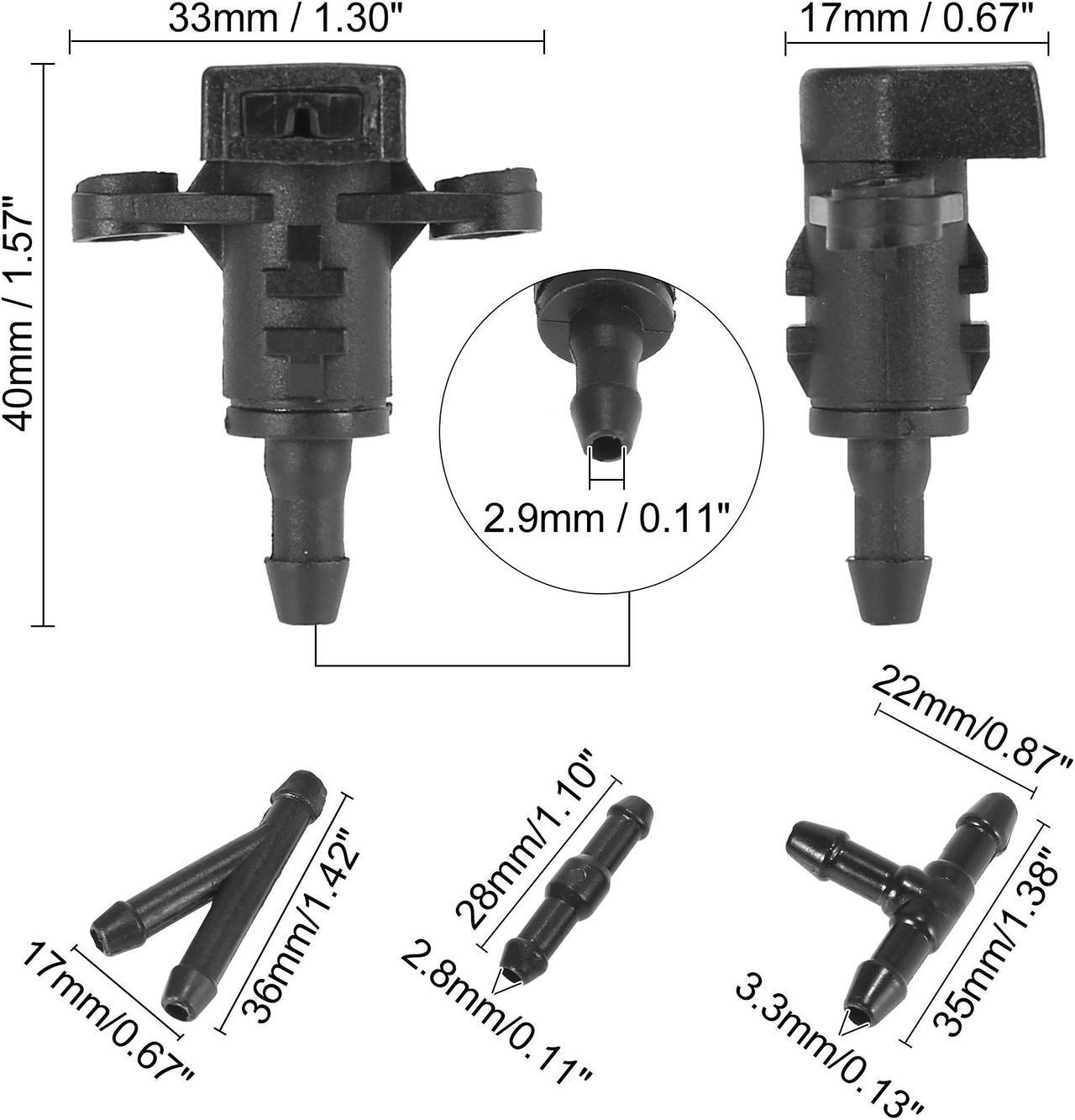 Alt view image 6 of 6 - Front Windshield Washer Nozzles Fit for Hyundai Elantra with Hose Connector - Pack of 5 Black