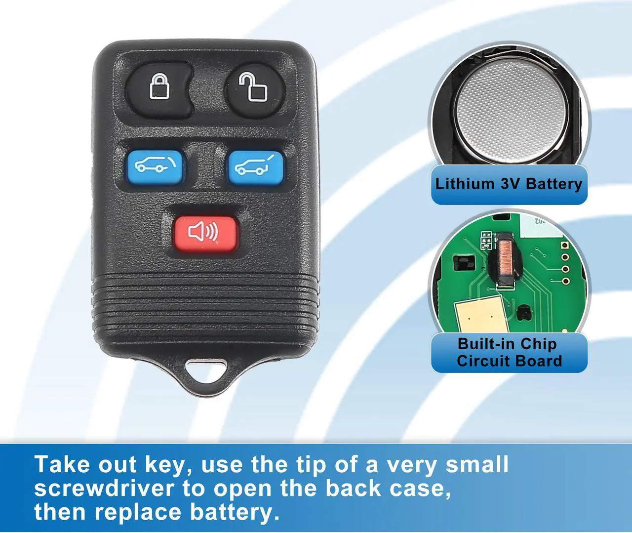 Alt view image 4 of 7 - 5 Button Car Keyless Entry Remote Control Replacement Key Fob Proximity Smart Fob CWTWB1U511 for Ford Expedition 2003-2010 315MHz