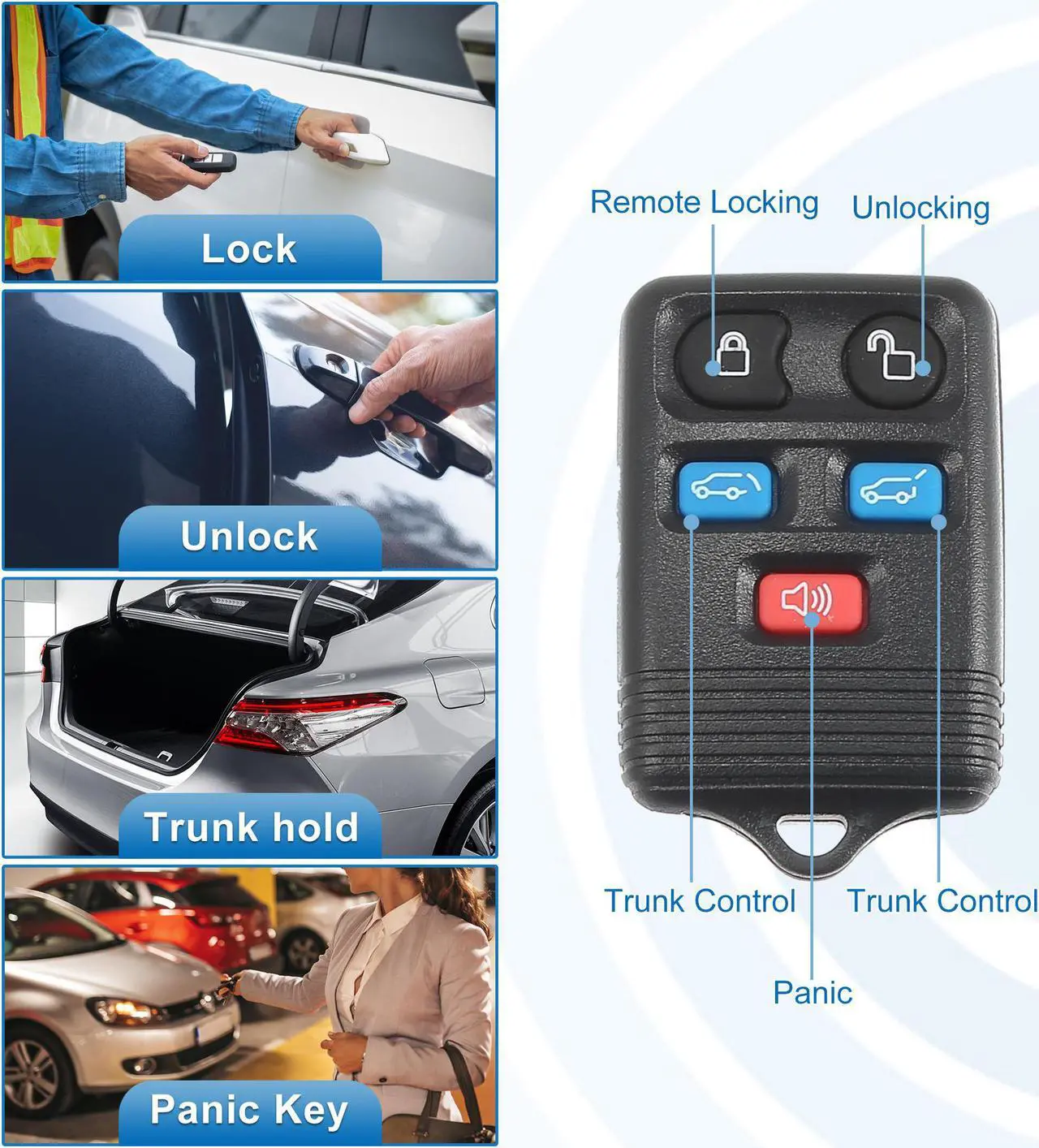 Alt view image 3 of 7 - 5 Button Car Keyless Entry Remote Control Replacement Key Fob Proximity Smart Fob CWTWB1U511 for Ford Expedition 2003-2010 315MHz