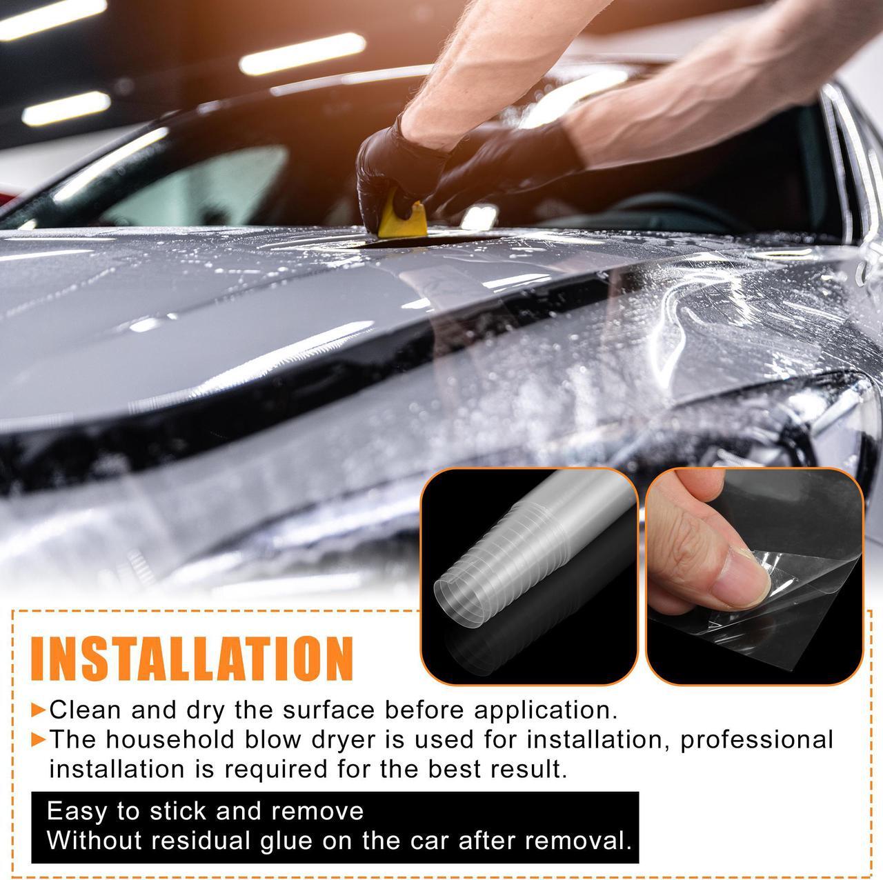 Alt view image 4 of 7 - Clear Vinyl Wrap Sheet Car Paint Protection Film Cover Decal Scratch Resistant Self Adhesive Sticker Universal 4"x118"