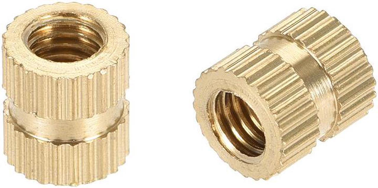 Knurled Insert Nuts, M5 x 8mm(L) x 7mm(OD) Female Thread Brass Embedment Assortment Kit, 30 Pcs