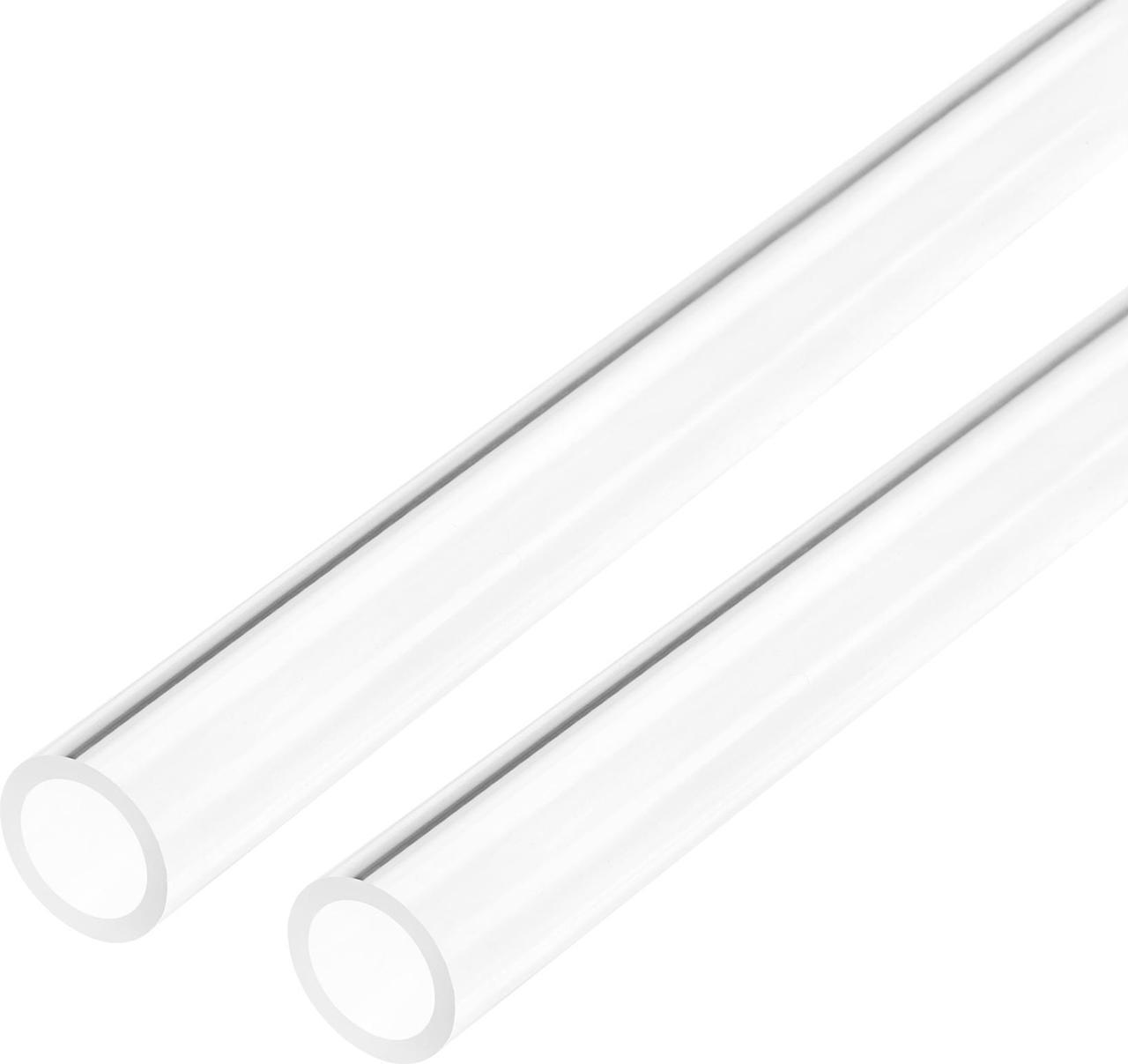 2pcs Clear Rigid Acrylic Pipe 10.4mm ID x 14mm OD x 0.5m, 1.8mm Wall Round Tube