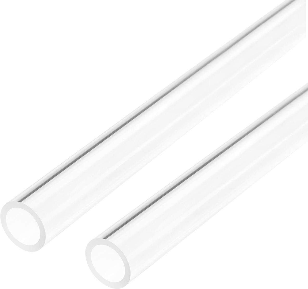 2pcs Clear Rigid Acrylic Pipe 11mm(7/16") ID x 15mm OD x 0.5m(20") Round Tube Tubing