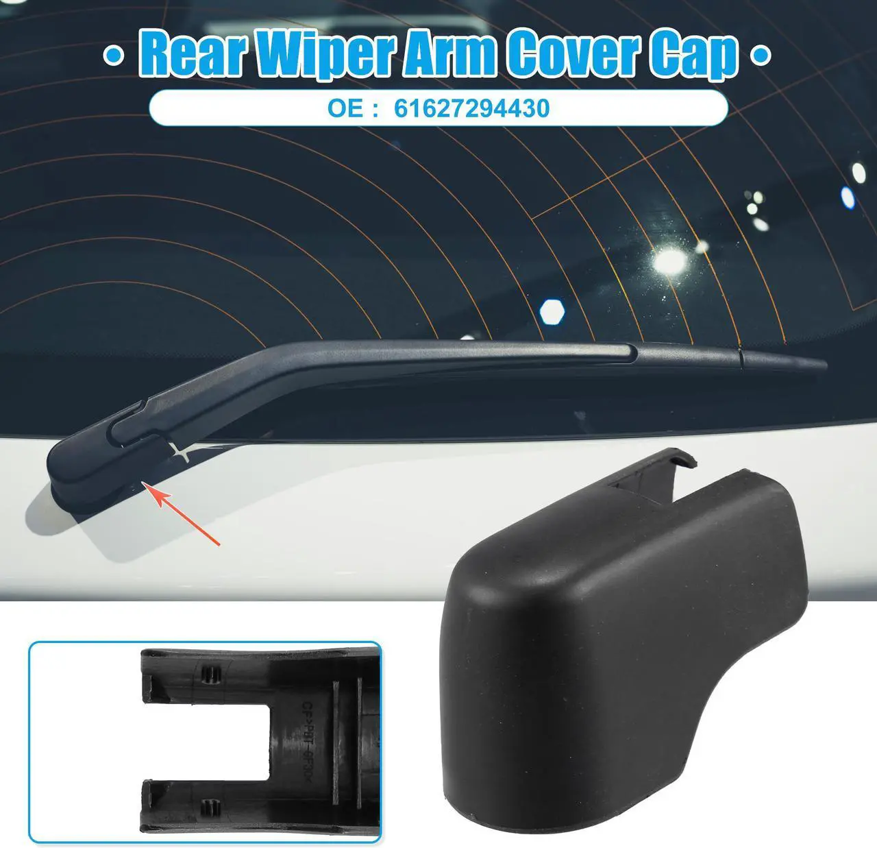 Alt view image 2 of 6 - Rear Windshield Wiper Arm Nut Cover Cap Fit for BMW X5 Series F15 F85 - Pack of 1 Black