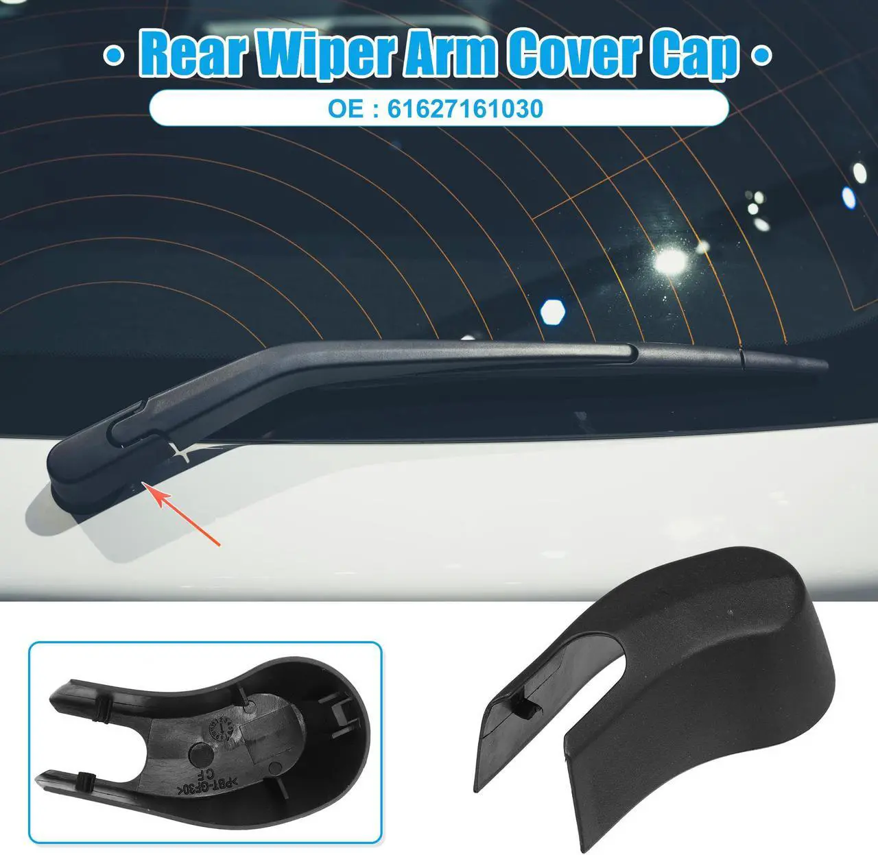 Alt view image 2 of 6 - Rear Windshield Wiper Arm Nut Cover Cap Fit for BMW X5 - Pack of 1 Black