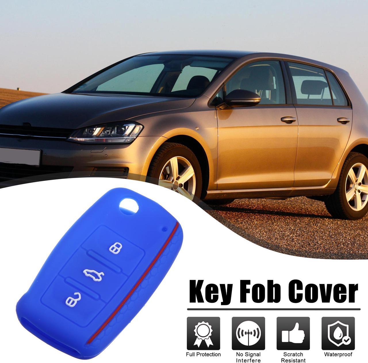 Dark Blue Silicone Keyless Entry Car Remote Control Key Fob Shell Case Cover Protector for Volkswagen Jetta GTI Passat Golf Tiguan Touareg 3 Button