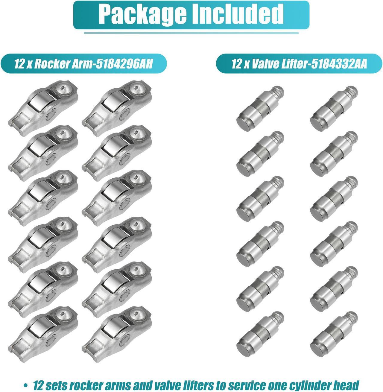 Alt view image 6 of 7 - Rocker Arm and Valve Lifter Kit 12 Pcs 3.6L Engine for ChrysIer 200 300 for Dodge Challenger Charger Durango for Ram 1500 for Jeep Wrangler Cherokee Compass 5184296AH 5184332AA