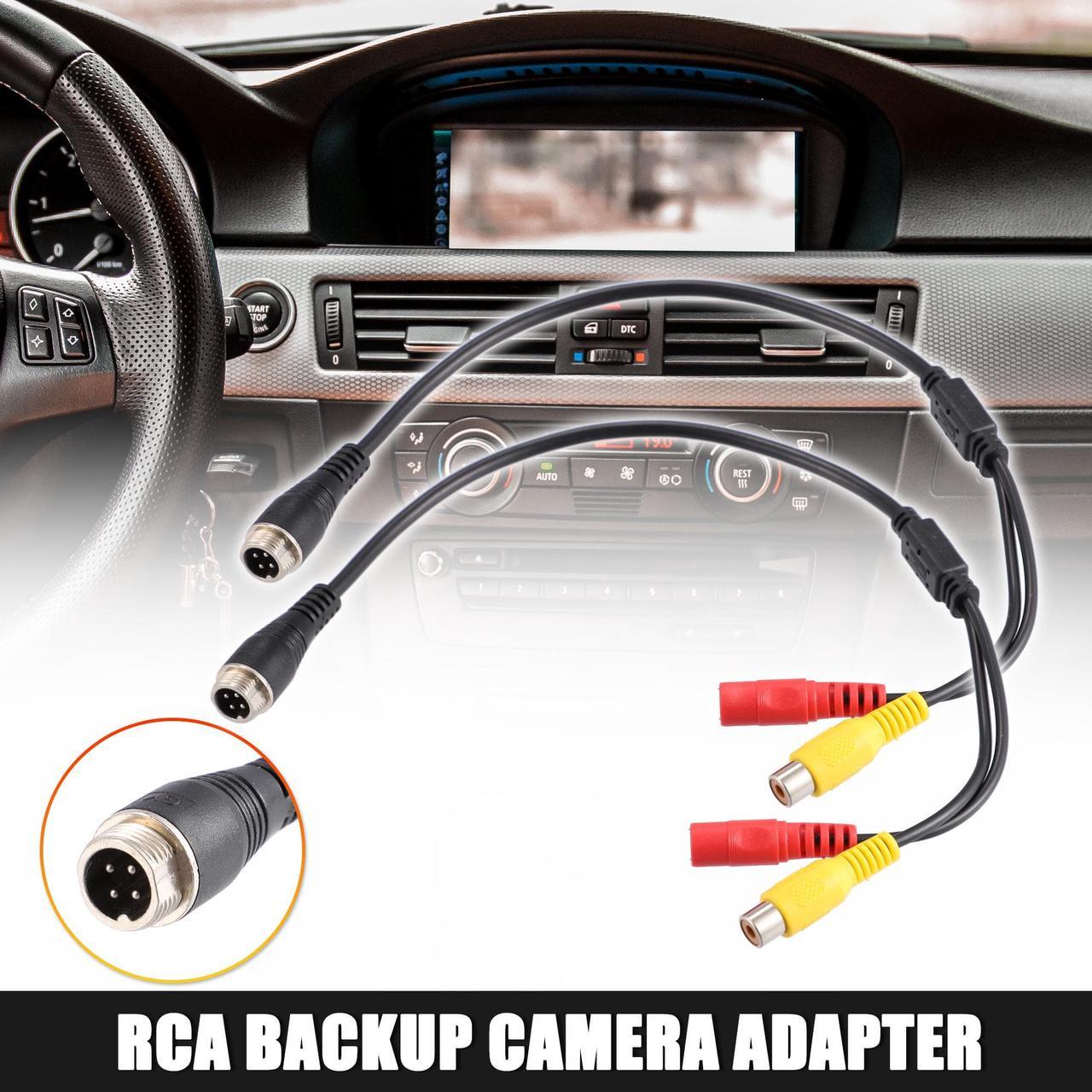 2pcs Car Camera Adapter 4 Pin to RCA Adapter M12 4-Pin Male to RCA AV DC Female Connector Wire Monitor Video Cable Adapter