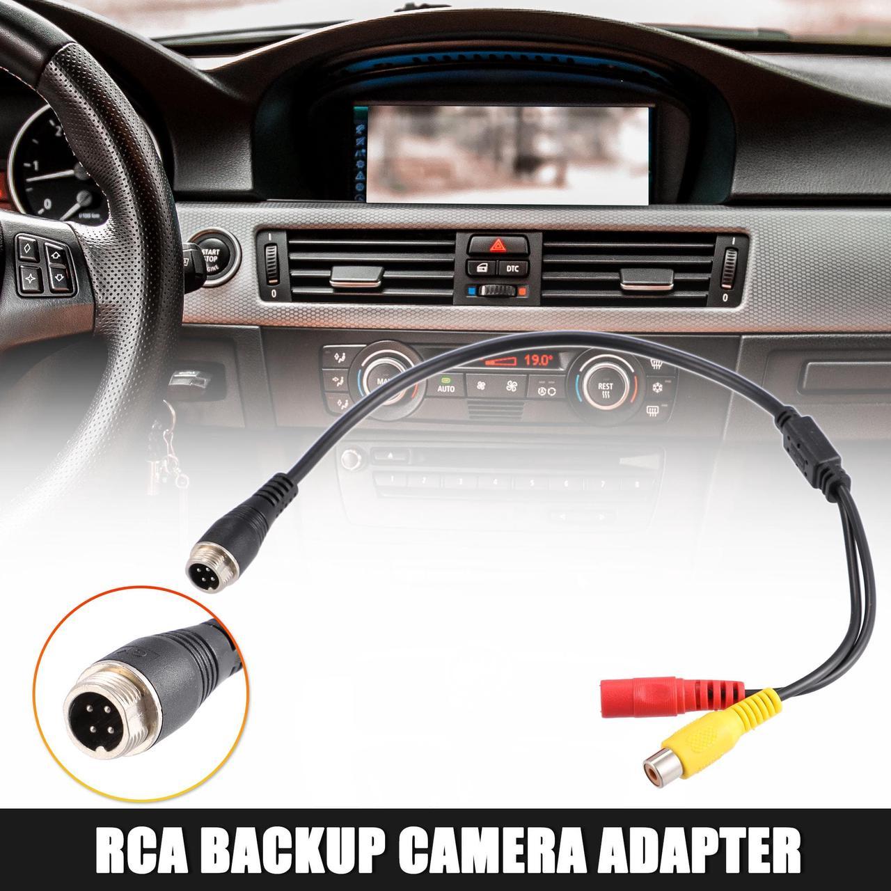 1pcs Auto Camera Adapter 4 Pin to RCA Adapter M12 4-Pin Male to RCA AV DC Female Connector Wire Monitor Video Cable Adapter