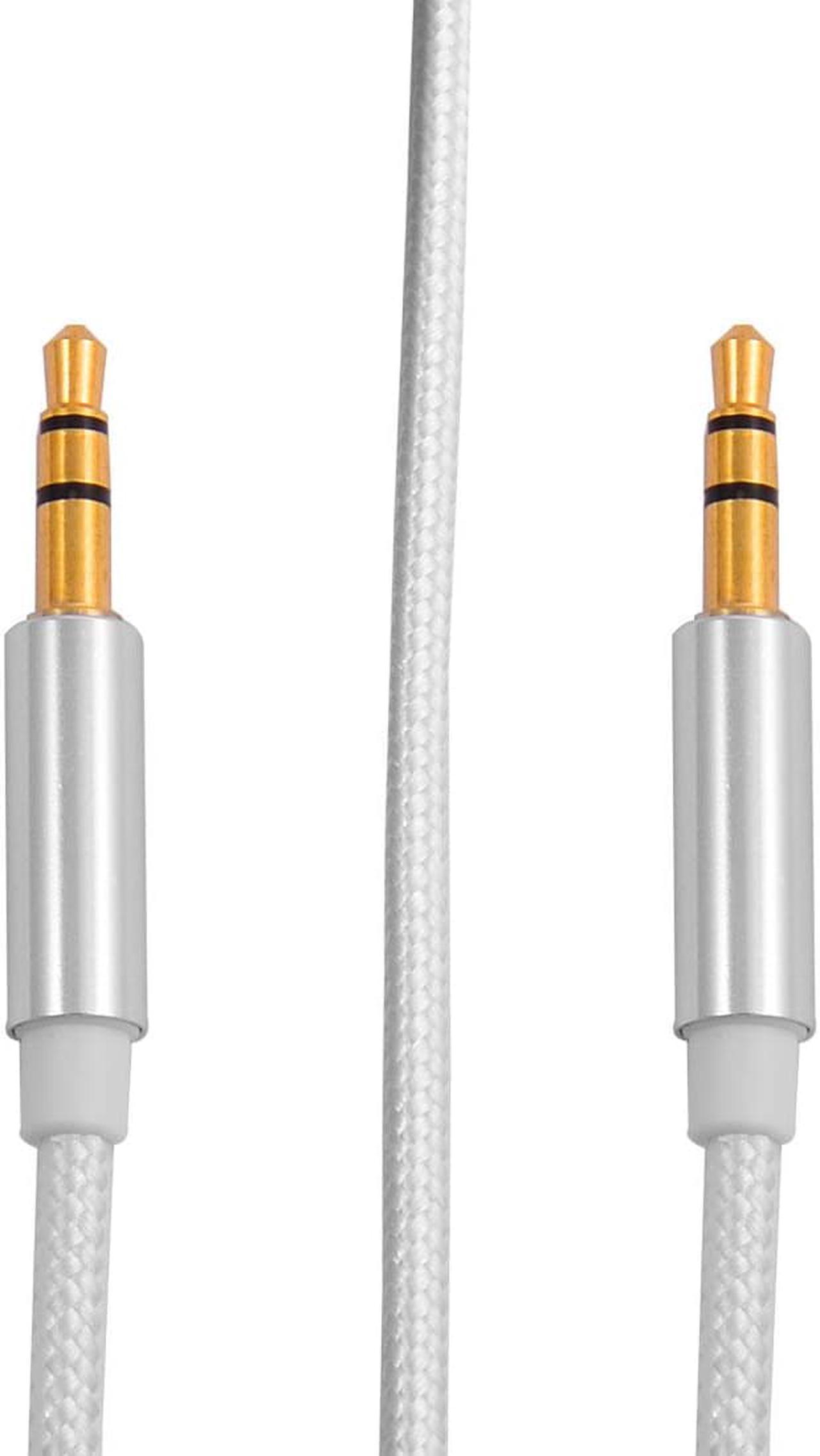 Nylon Phone Car Stereos 3.5mm Plug Male to Male Audio Auxiliary Extension Cable 1M Long Silver Tone