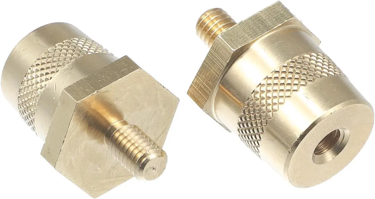 Alt view image 4 of 6 - 2 Pair M6 Battery Terminal Connector Brass Tone Post Adapter Stud Extender Screws Nuts