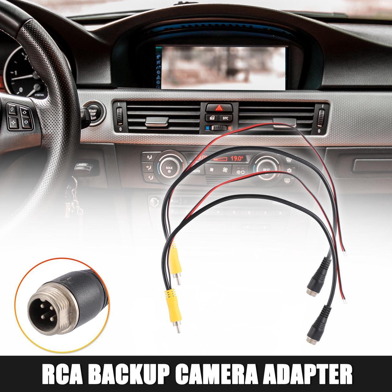 1pcs Car Camera Adapter 4 Pin to RCA Adapter M12 4-Pin Male to RCA AV Male DC Female Connector Wire Monitor Video Cable