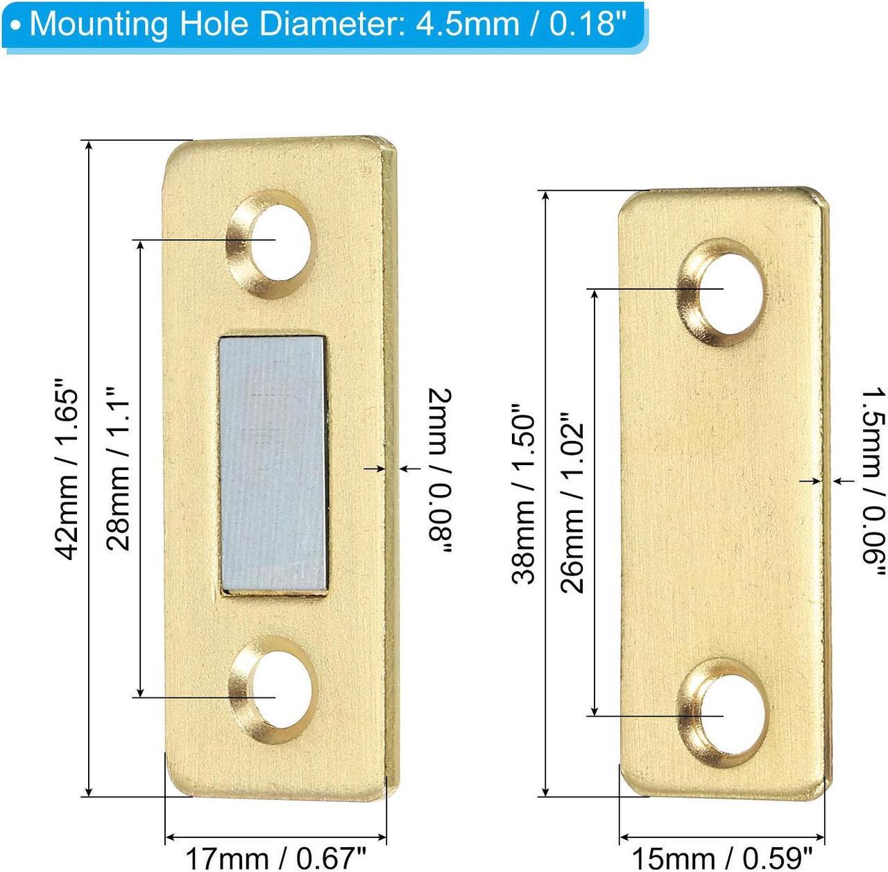 Alt view image 2 of 5 - Cabinet Magnetic Catch, 4 Pack Ultra Thin Cabinet Door Catch Adhesive Steel Cabinet Door Magnets for Kitchen Closet Door, Golden