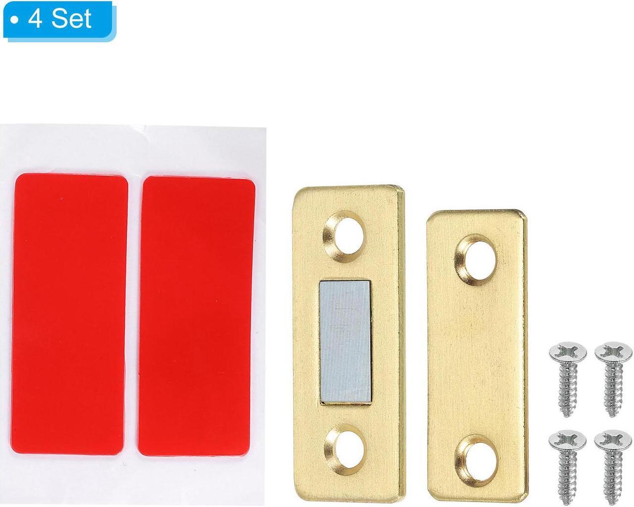 Alt view image 3 of 5 - Cabinet Magnetic Catch, 4 Pack Ultra Thin Cabinet Door Catch Adhesive Steel Cabinet Door Magnets for Kitchen Closet Door, Golden