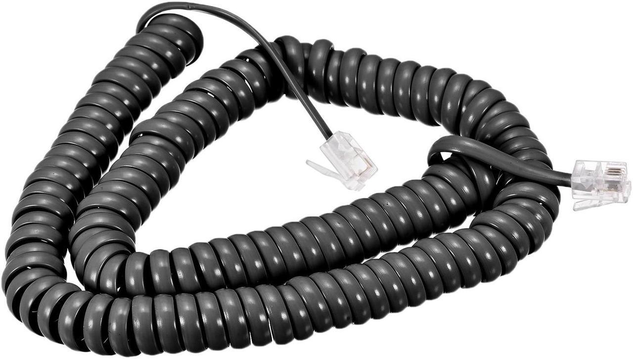 Main image of Telephone Handset Cord, 4P4C 13.12 Feet Coiled Landline Phone Handset Cable for Home or Office Black