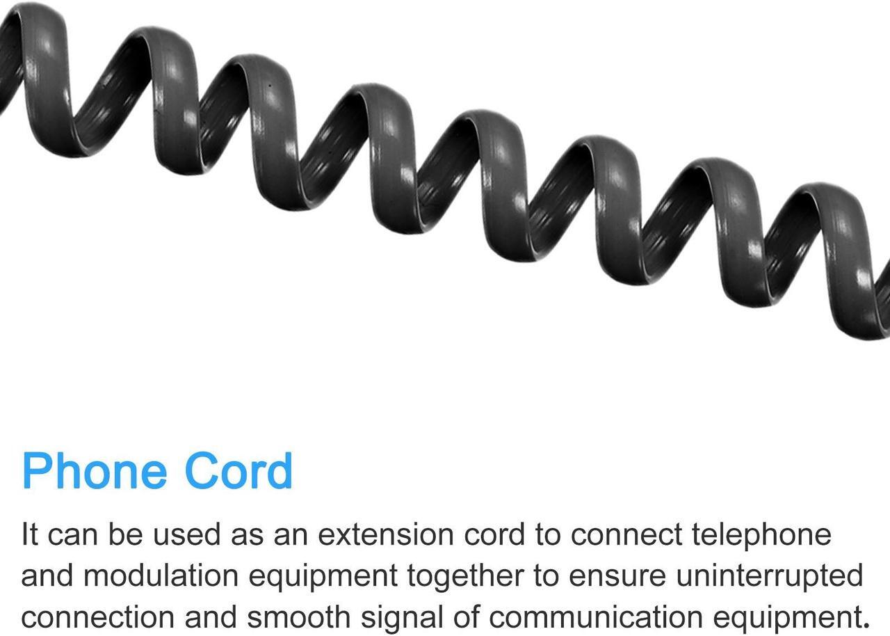 Alt view image 4 of 5 - Telephone Handset Cord, 4P4C 13.12 Feet Coiled Landline Phone Handset Cable for Home or Office Black