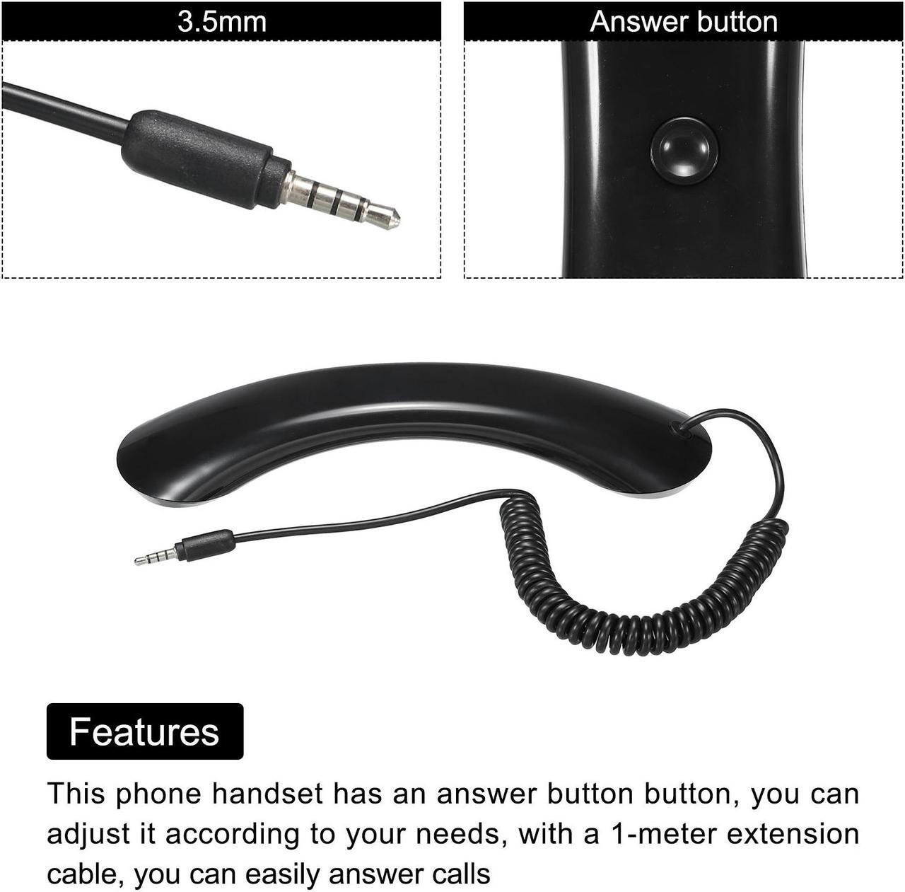Alt view image 4 of 5 - 3.5mm Retro Telephone Handset Cell Phone Telephone Receiver for Microphone Speaker Black