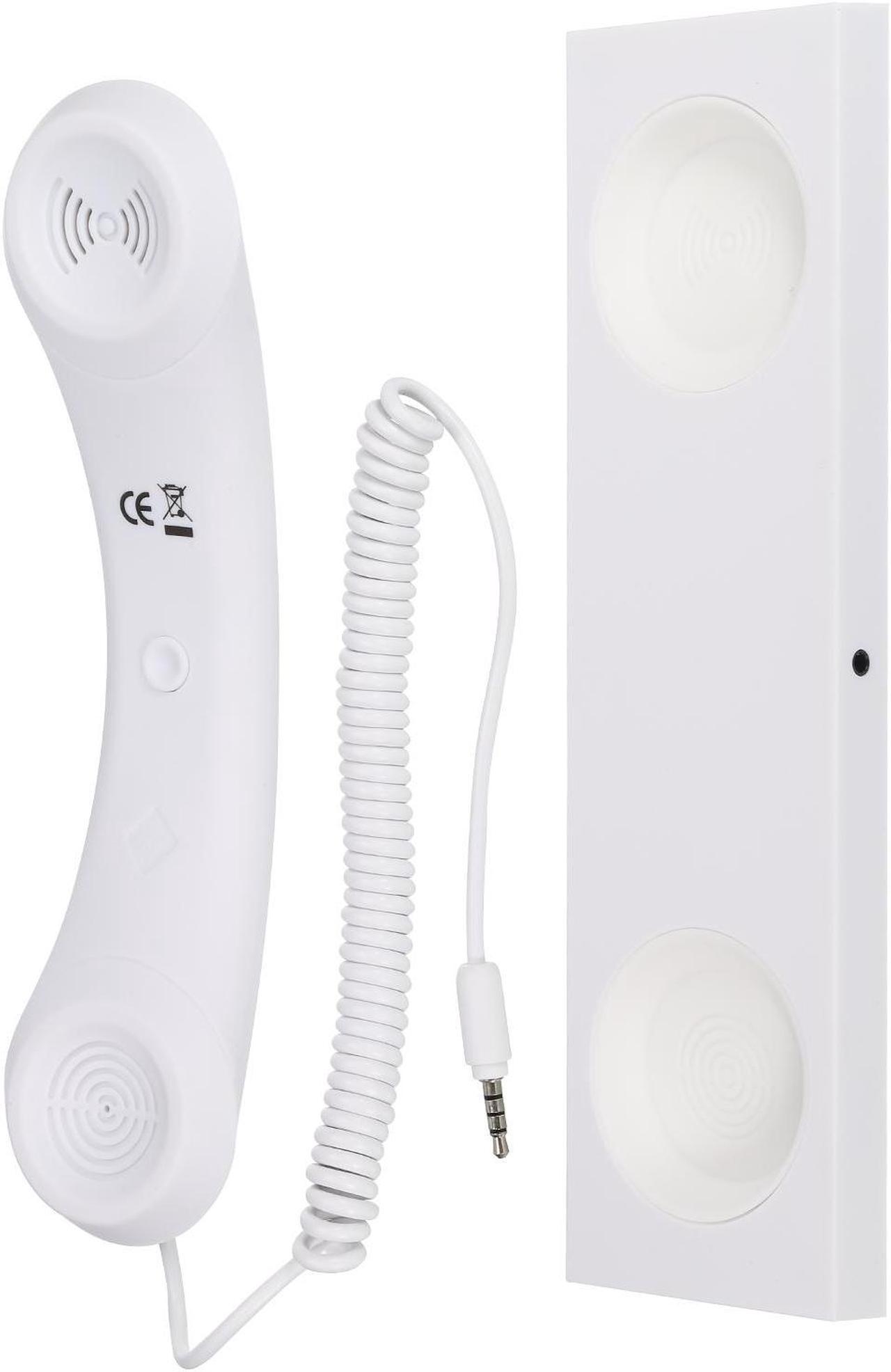 Main image of 3.5mm Retro Telephone Handset with Base Telephone Receiver for Microphone Speaker White