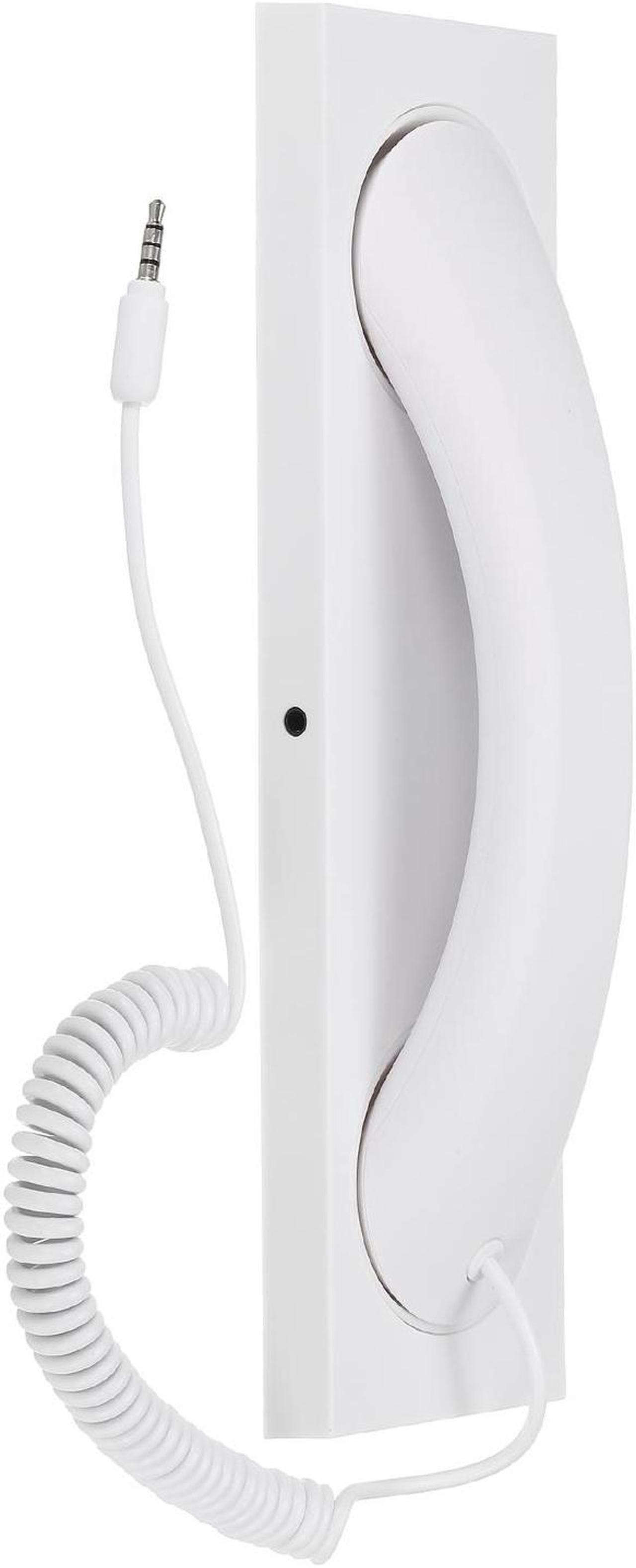 Alt view image 3 of 5 - 3.5mm Retro Telephone Handset with Base Telephone Receiver for Microphone Speaker White