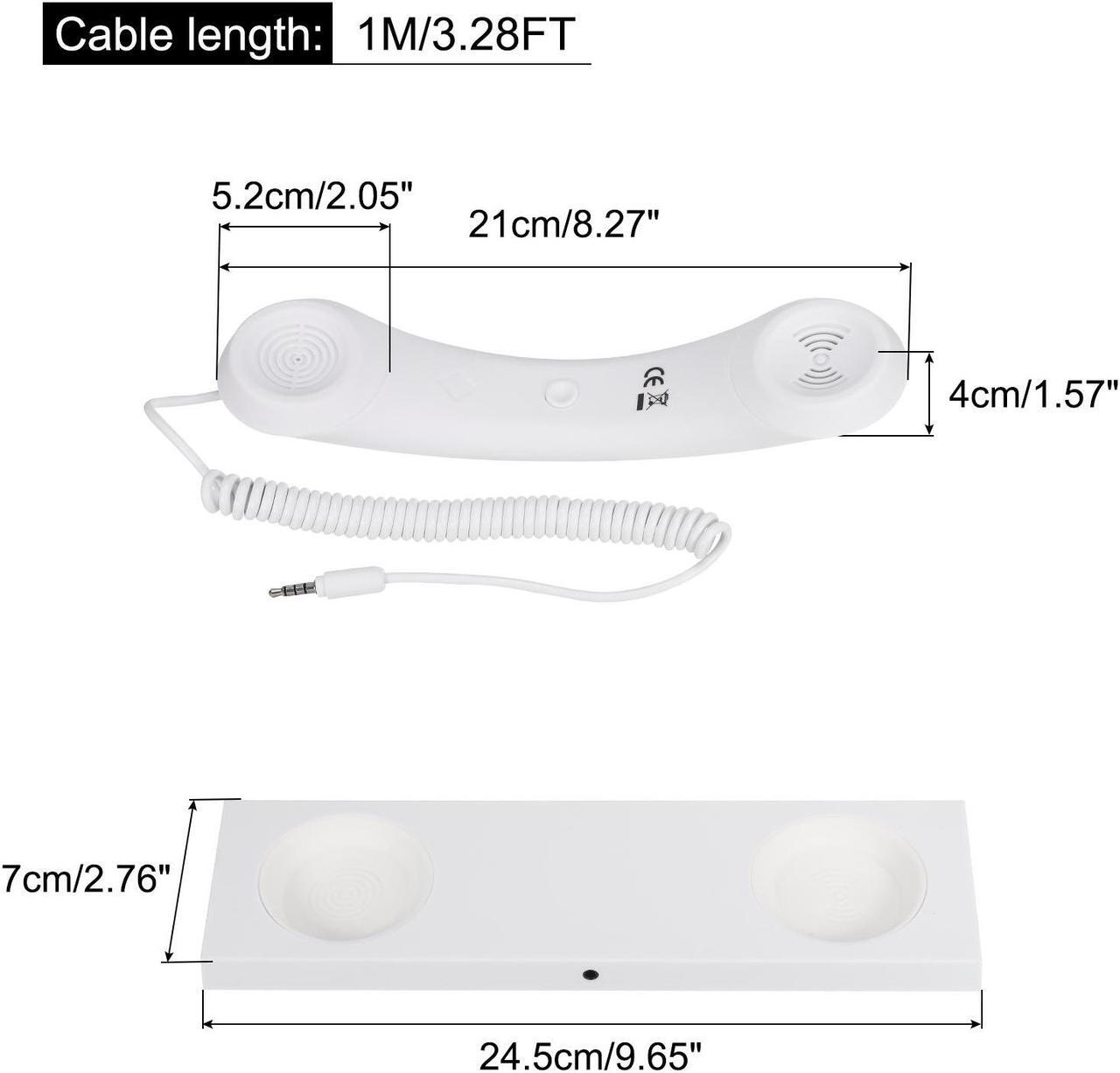 Alt view image 2 of 5 - 3.5mm Retro Telephone Handset with Base Telephone Receiver for Microphone Speaker White