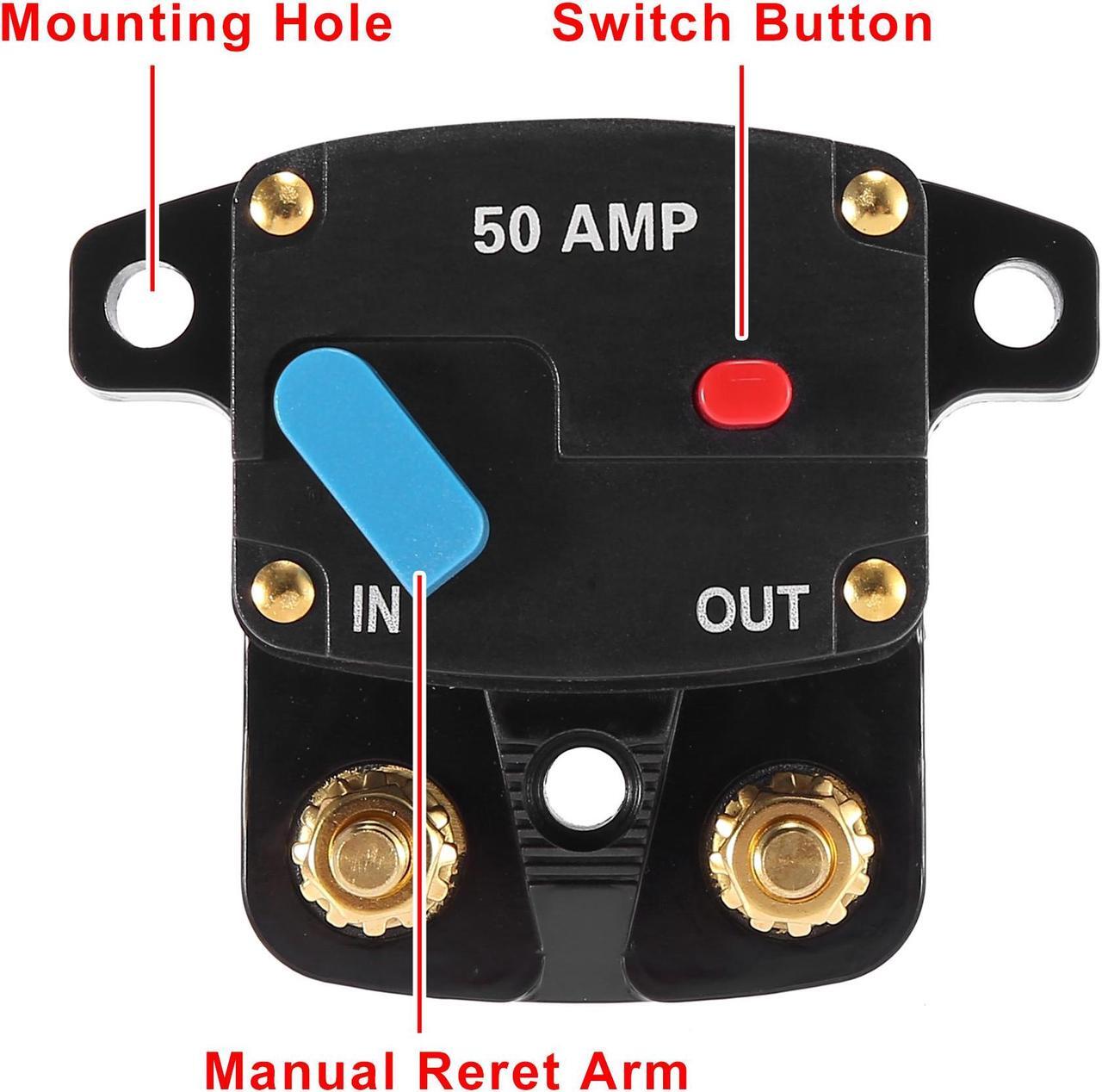 Alt view image 5 of 7 - DC 12V- 42V 50Amp Inverter Circuit Breaker Audio Inline Fuse Holder Protector for Car Truck Boat RV