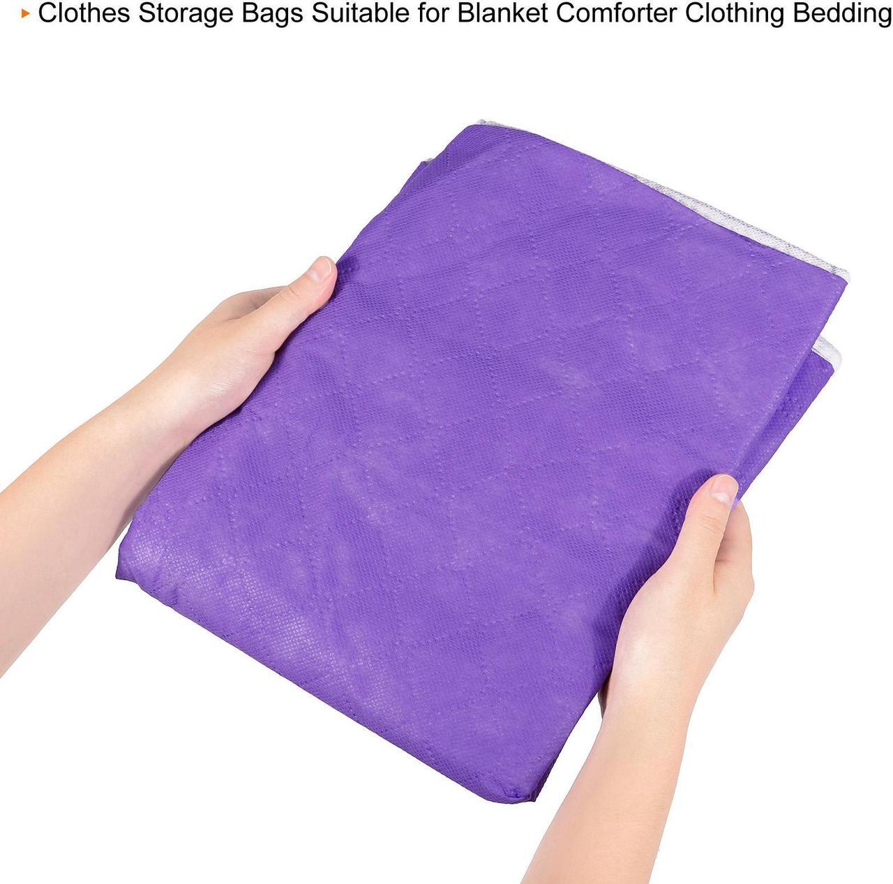 Alt view image 5 of 6 - Clothes Storage Bag 3pcs, Foldable Storage Bins for Clothes, Comforters Storage Bags with Reinforced Handle, Sturdy Zipper, Closet Organizer with Clear Window-Purple