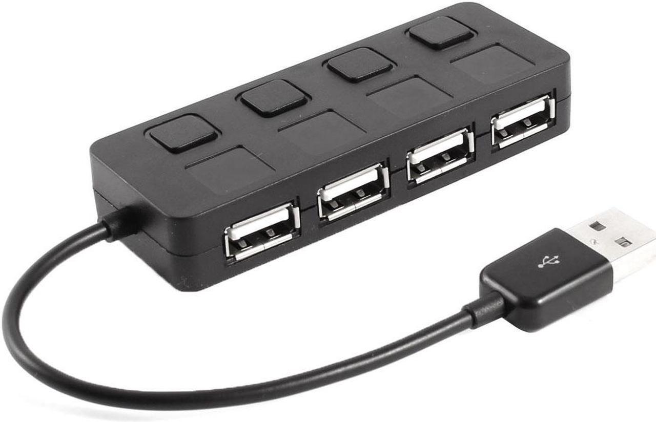 Unique Bargains Hi-speed 4 Port Wired ON/OFF External USB 2.0 Hub Adapter for Laptop PC