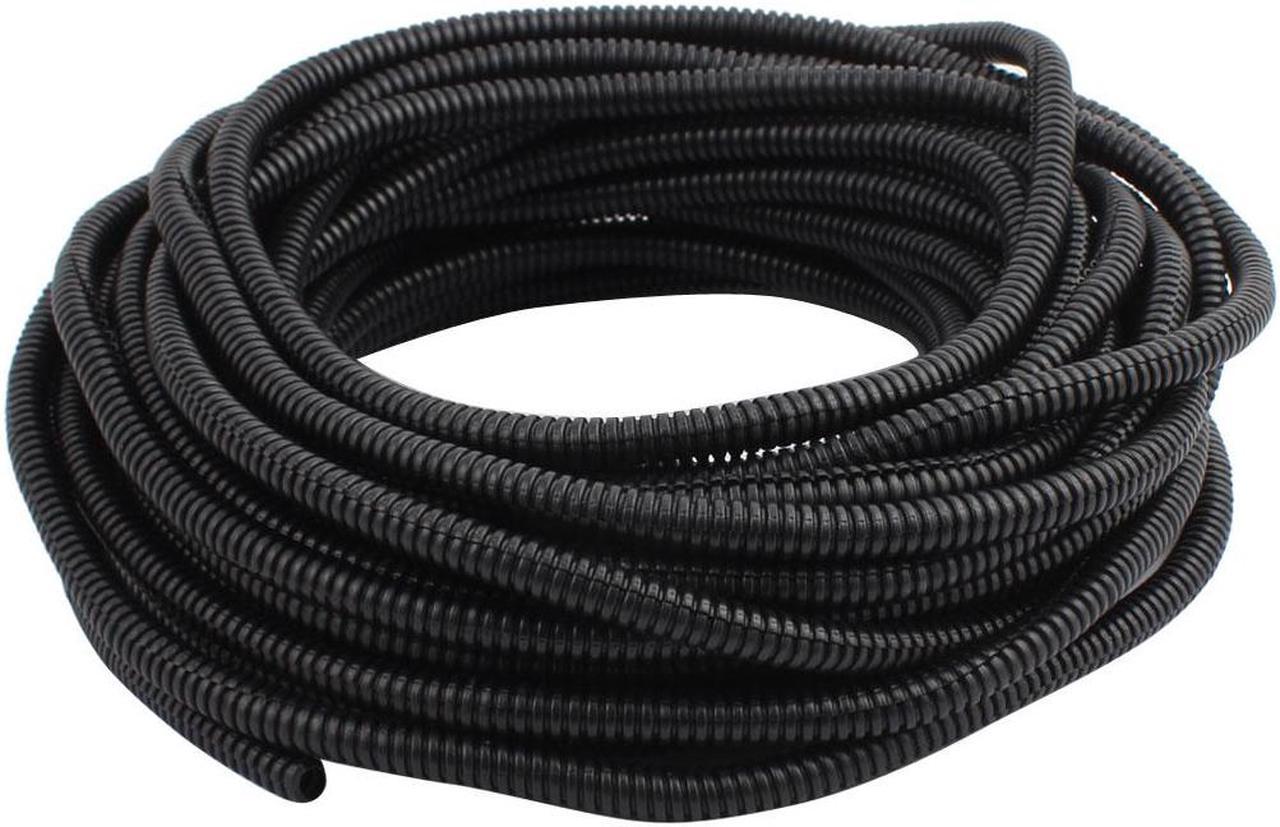 Black Plastic 6.5mmx10mm Flexible Corrugated Conduit Pipe Hose Tube 16m Length