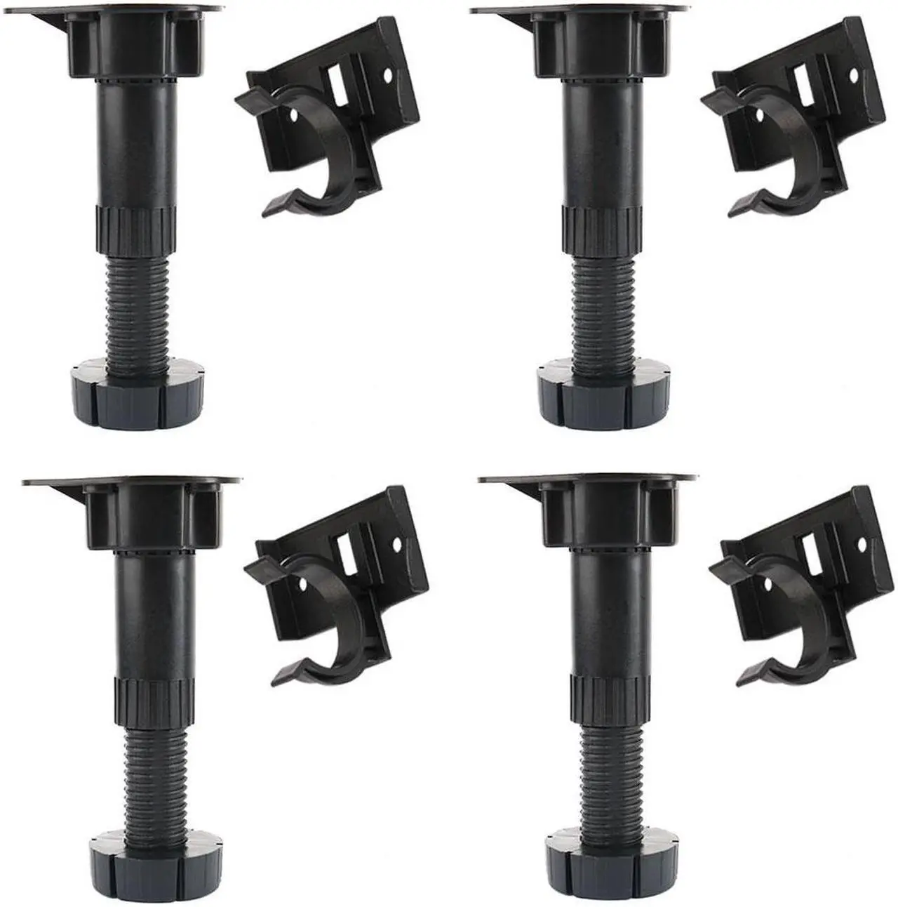 Main image of 4pcs Black Adjustable Height Cabinet Cupboard Leg Foot for Kitchen Bathroom