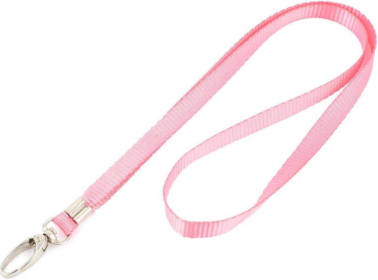 Swivel Metal Clip Flat Lanyard Neck Strap Pink for Working Card Holder