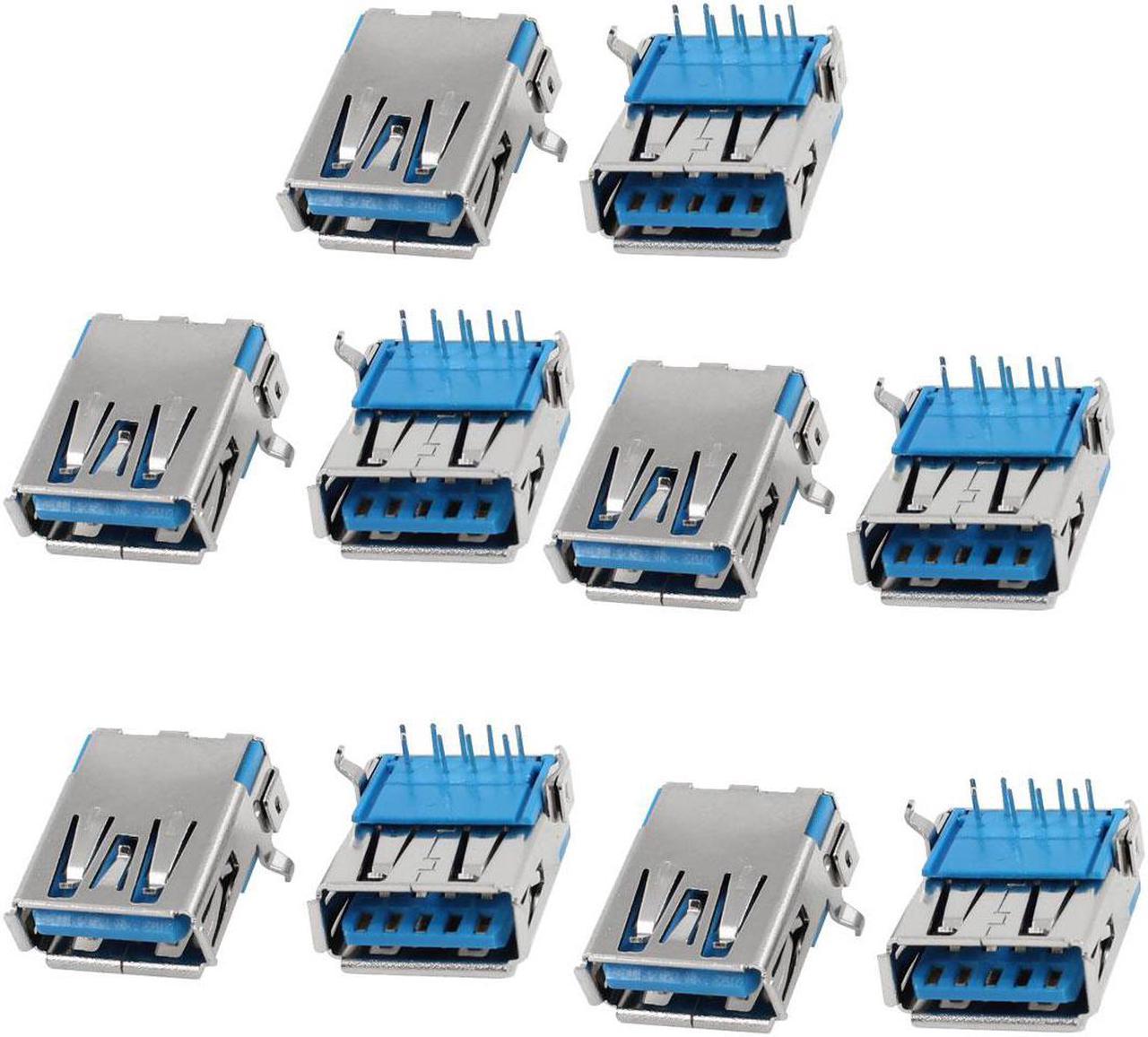 Unique Bargains 10pcs PCB Mounted Right Angle DIP Female USB 3.0 A Jack Socket